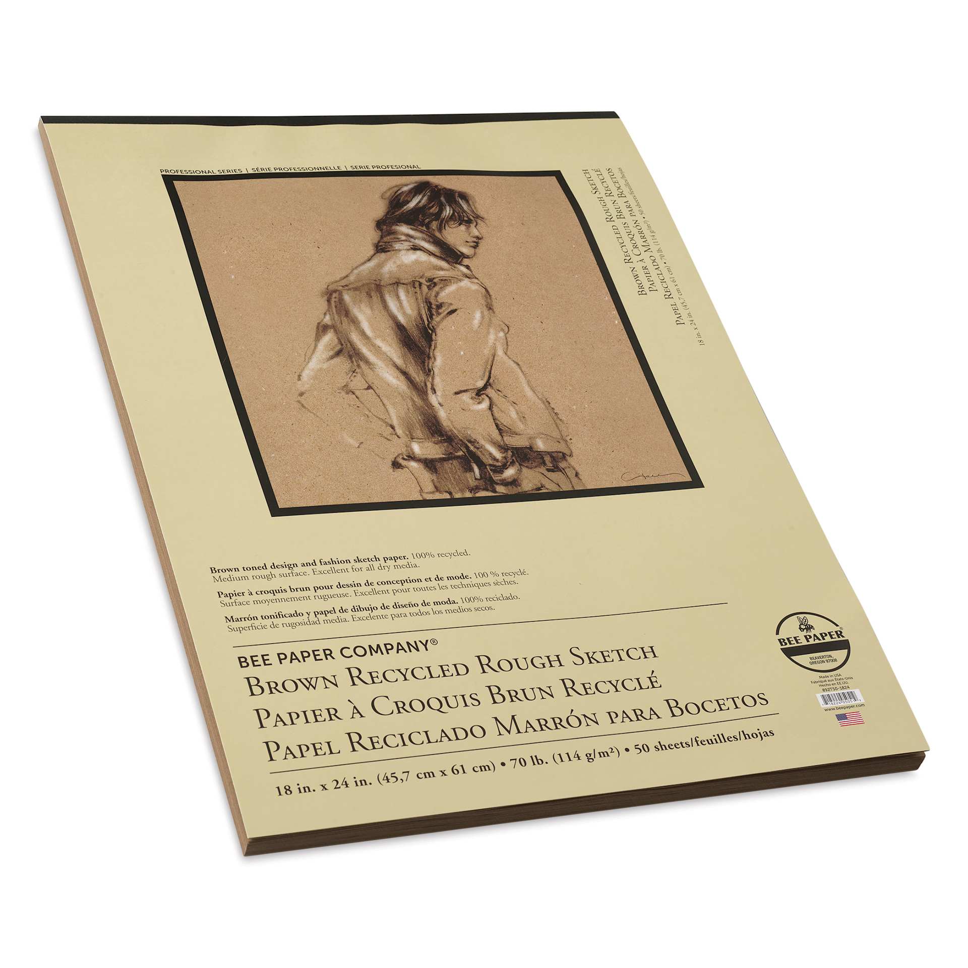 Bee Paper Brown Recycled Rough Sketch Pad - 18" x 24"