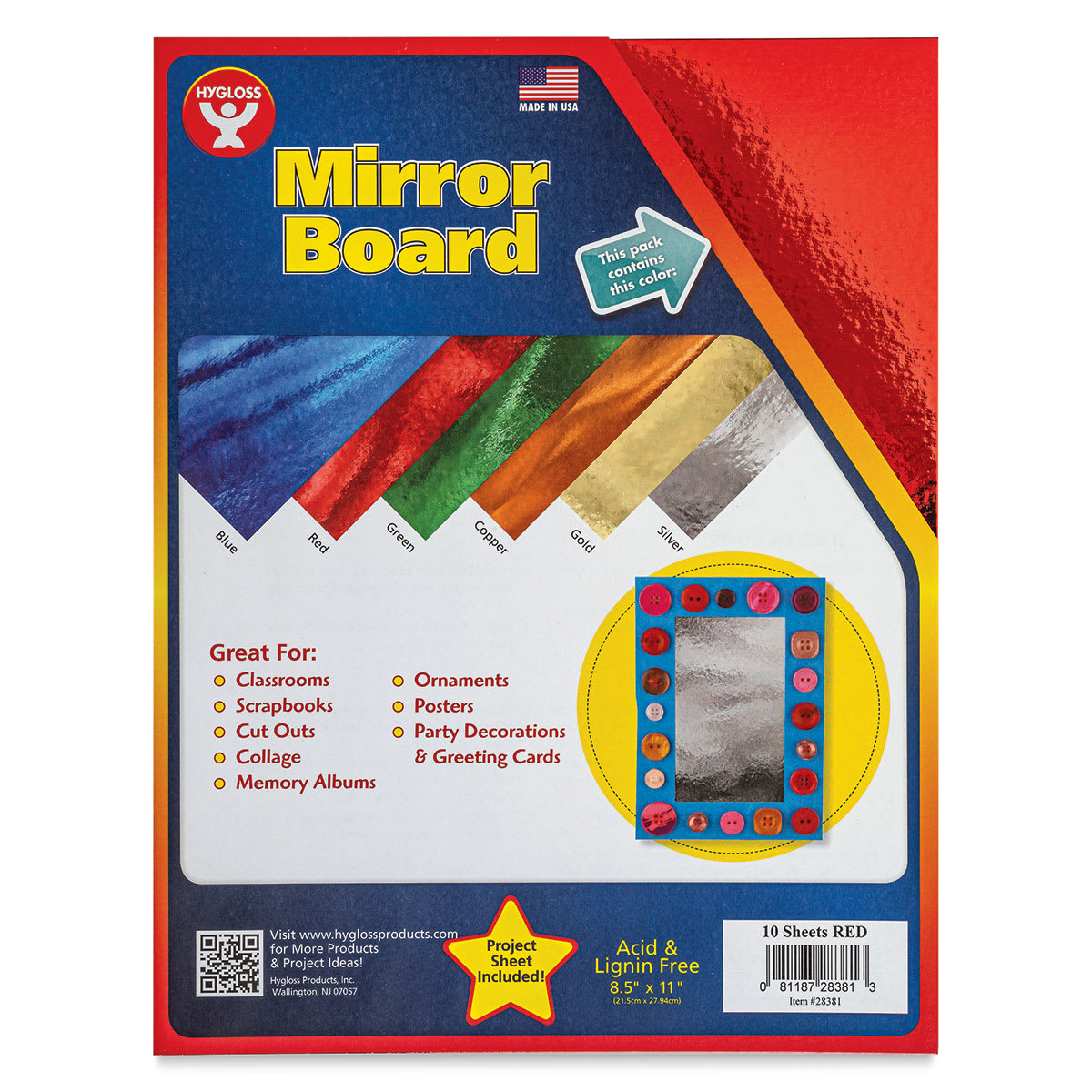 Mirror Boards - 8-1/2" x 11", Red, 10 Sheets