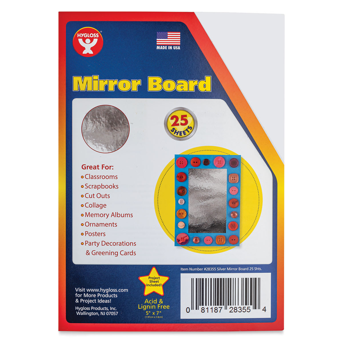 Mirror Boards - 5" x 7", Silver, 25 Sheets