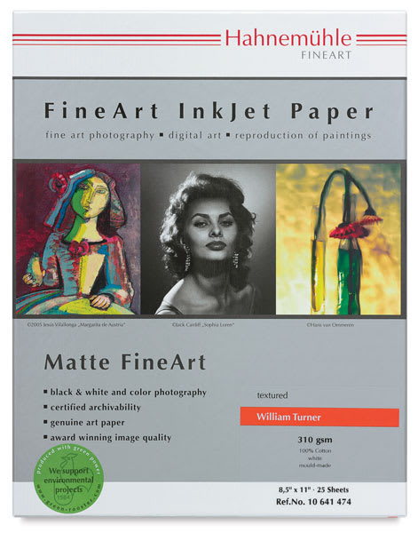 William Turner Inkjet Paper - Front Cover of package of 25 Sheets