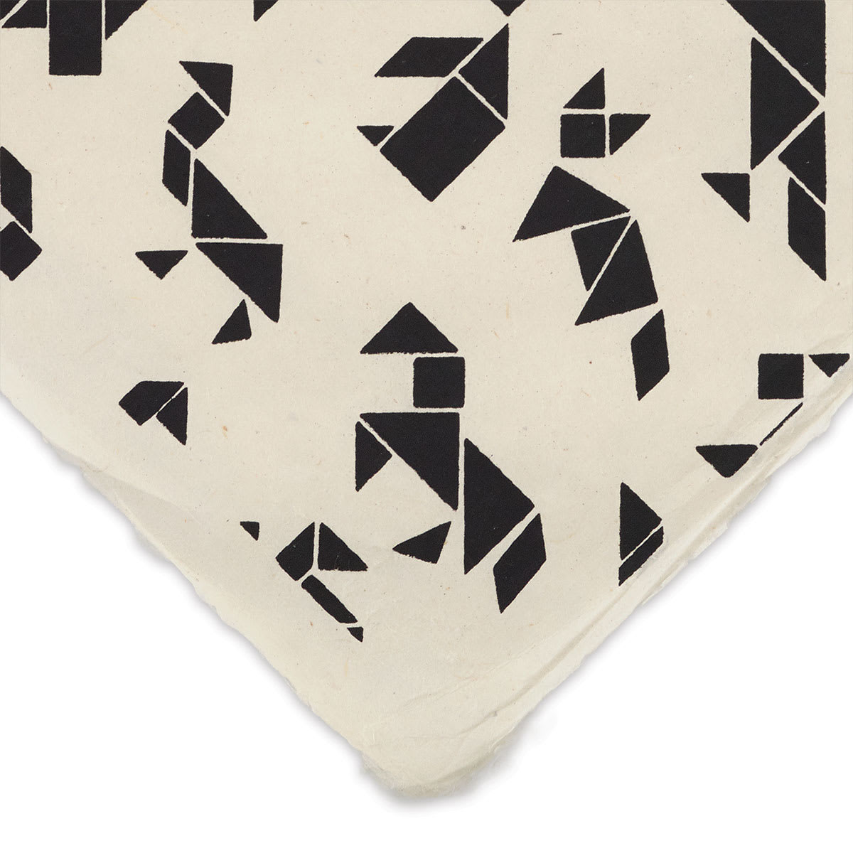 Origami Print Lokta Paper - Black and White, 20" x 30" (close-up of corner to show pattern)