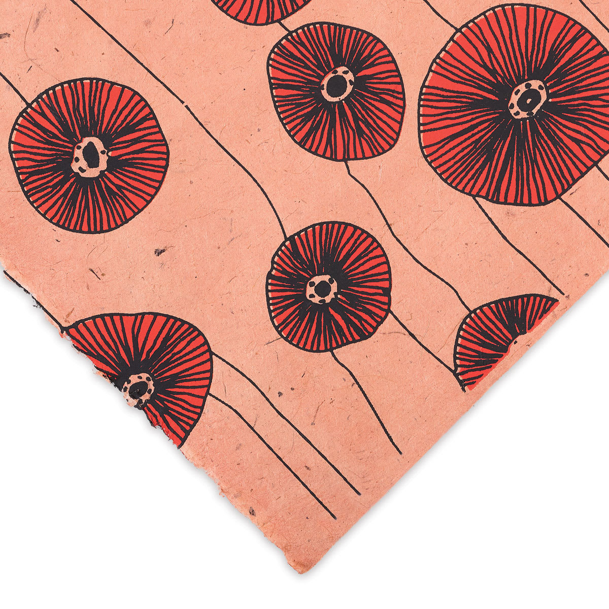 Lokta Paper - Bloom, Papaya, 20" x 30" (corner)