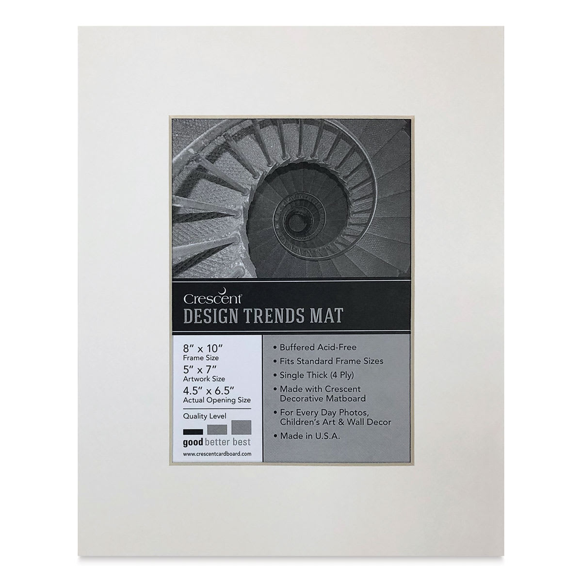 Crescent Pre-Cut Mat - Arctic White, 8" x 10" (4-1/2" x 6-1/2" Opening)