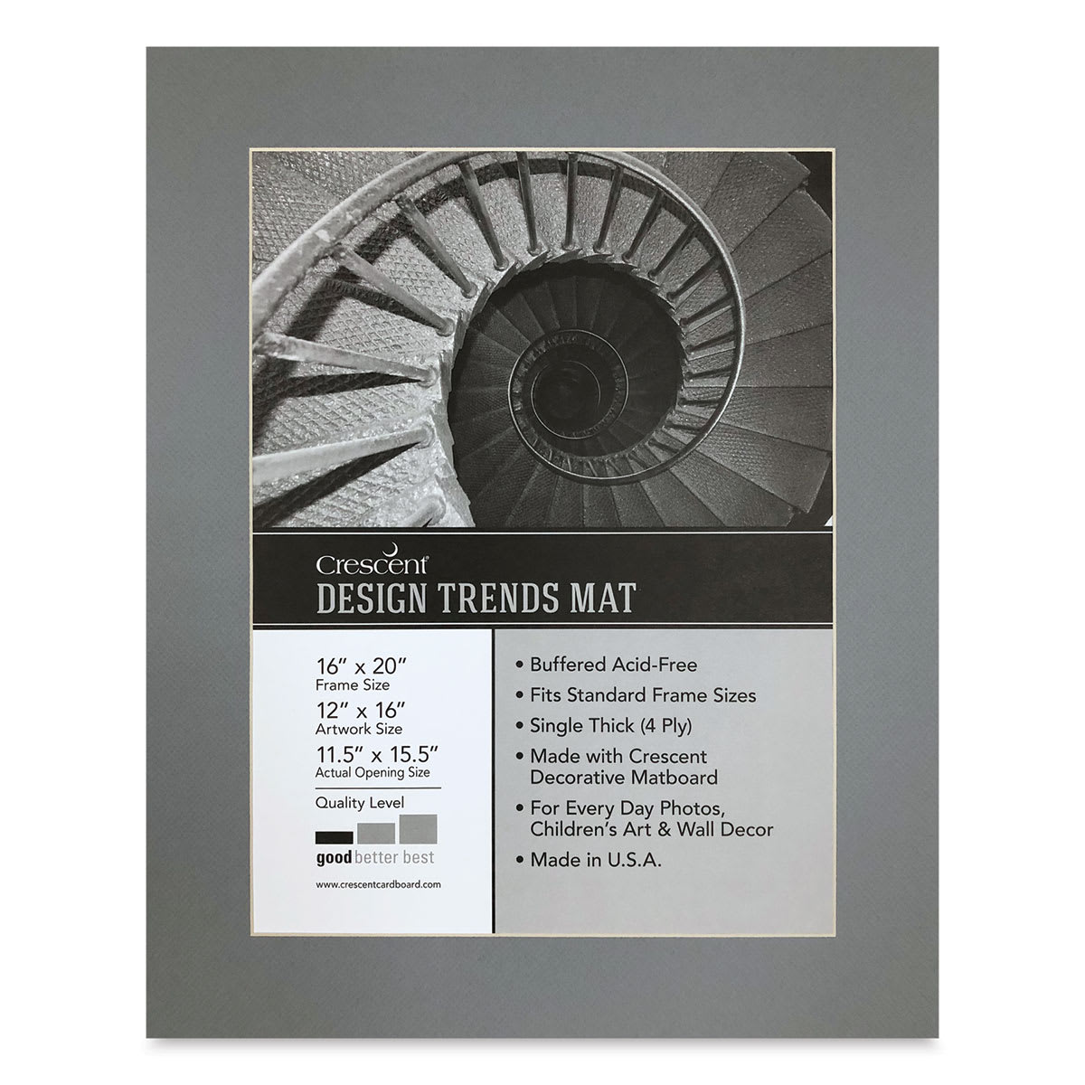 Crescent Pre-Cut Mat - Bar Harbor Gray, 16" x 20" (11-1/2" x 15-1/2" Opening)