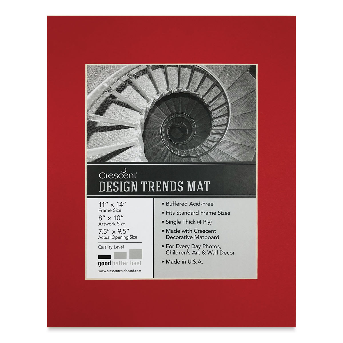 Crescent Pre-Cut Mat - Chinese Red, 11" x 14" (7-1/2" x 9-1/2" Opening)