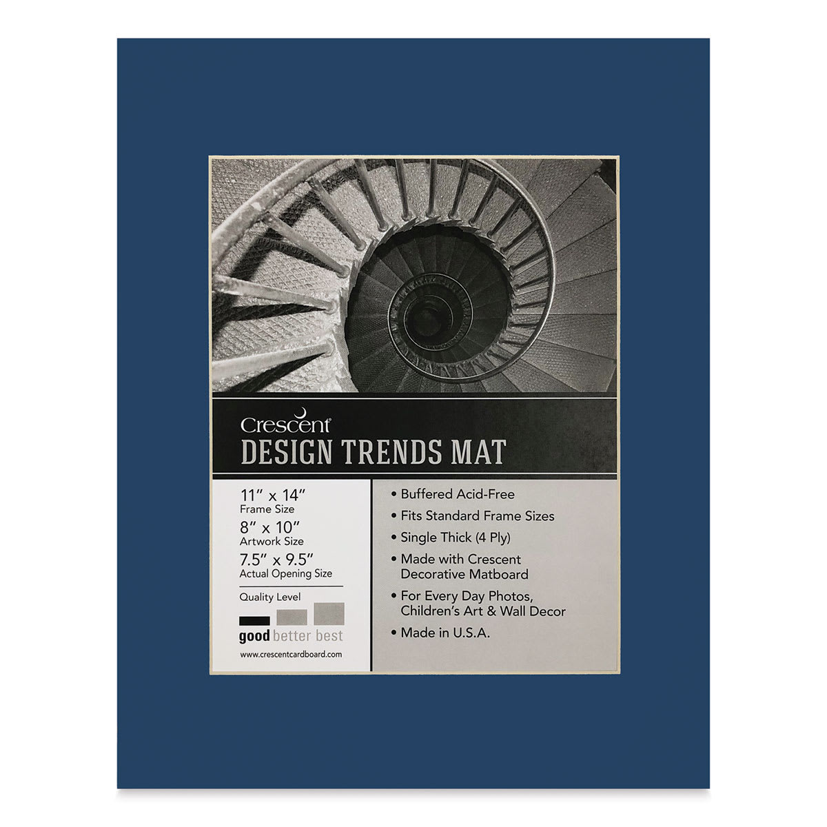 Crescent Pre-Cut Mat - Bottle Blue, 11" x 14" (7-1/2" x 9-1/2" Opening)