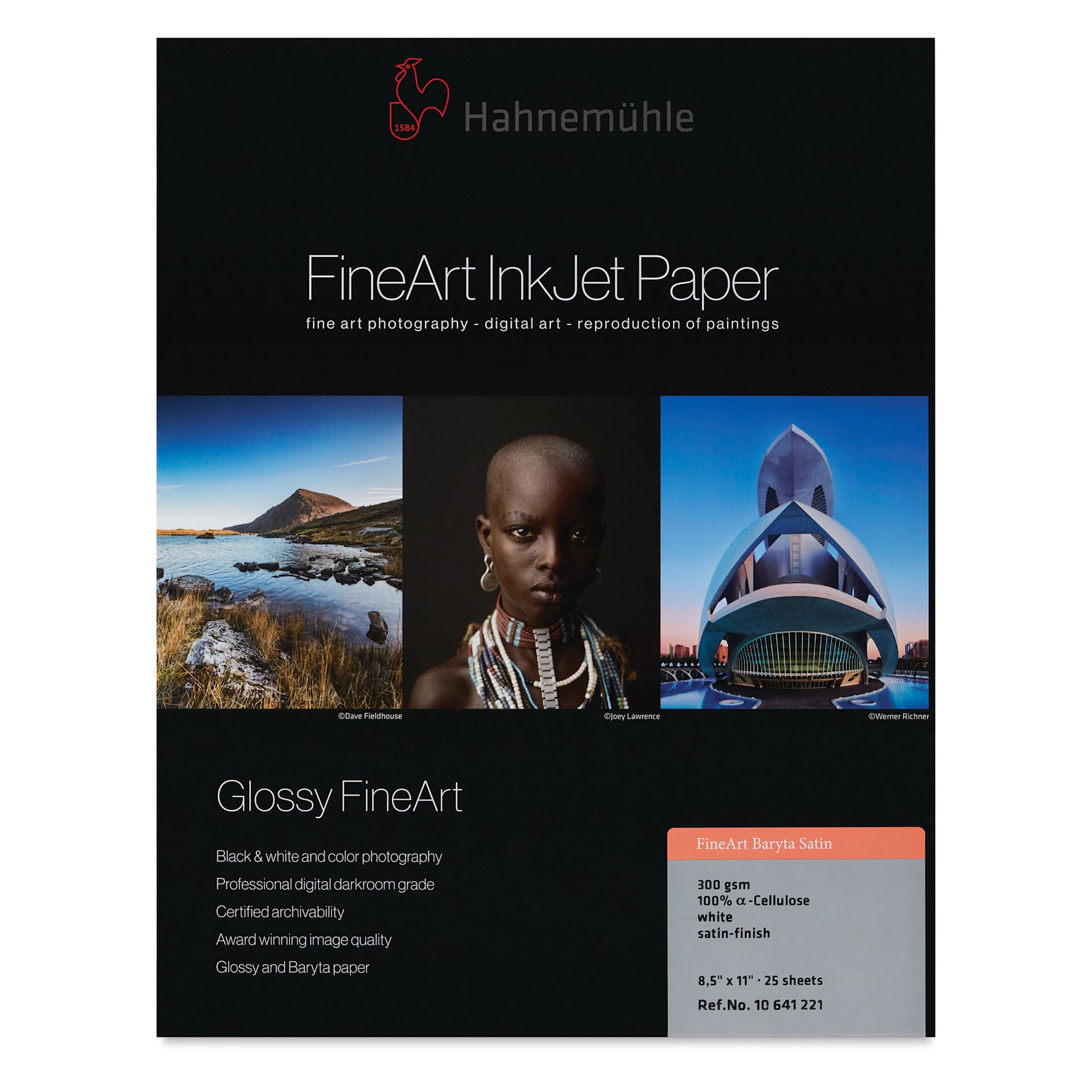 Hahnemühle Baryta Satin FineArt Inkjet Paper - 8-1/2" x 11", Pkg of 25, front of packaging