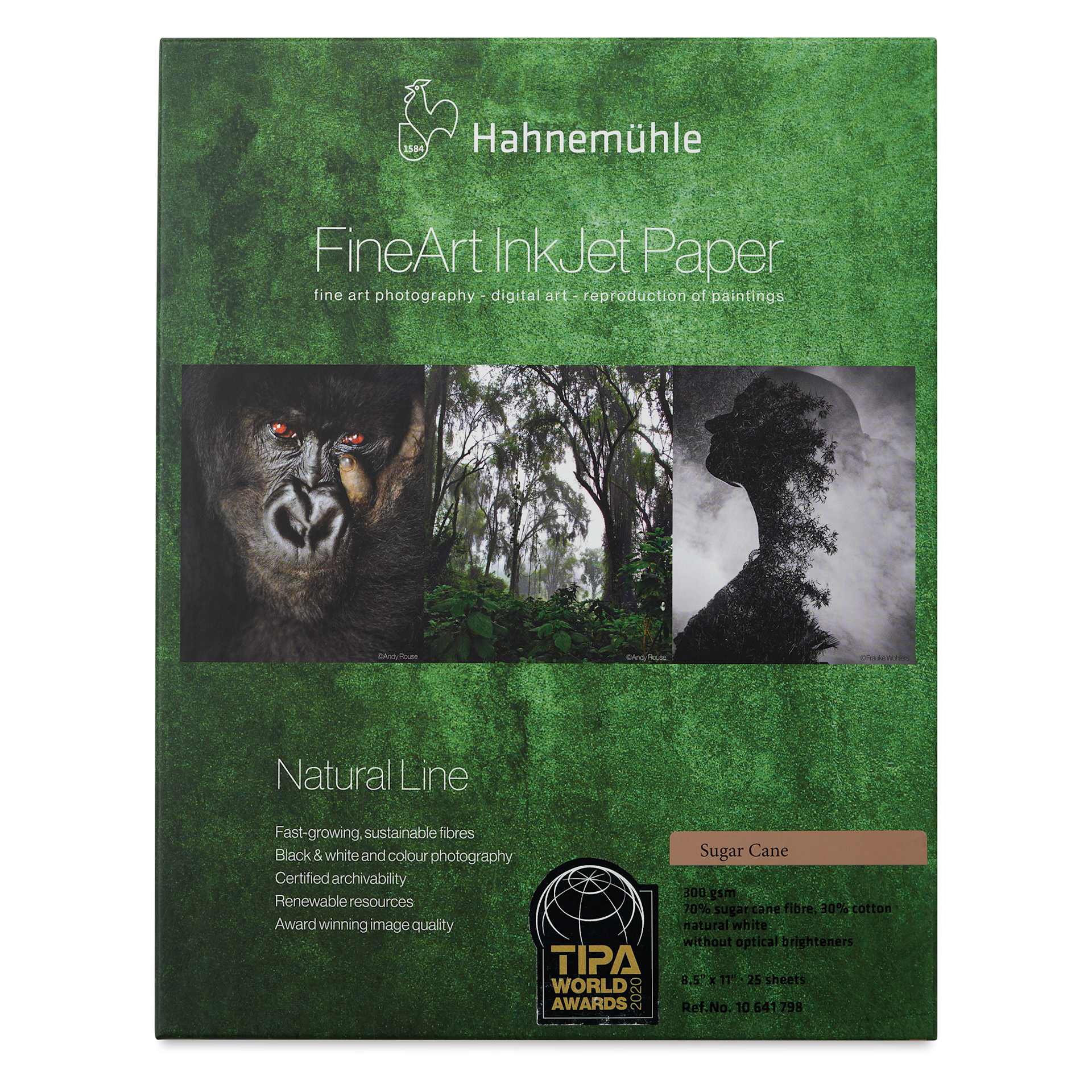 Hahnemühle Sugar Cane FineArt Inkjet Paper - 8-1/2" x 11", Pkg of 25, front of packaging