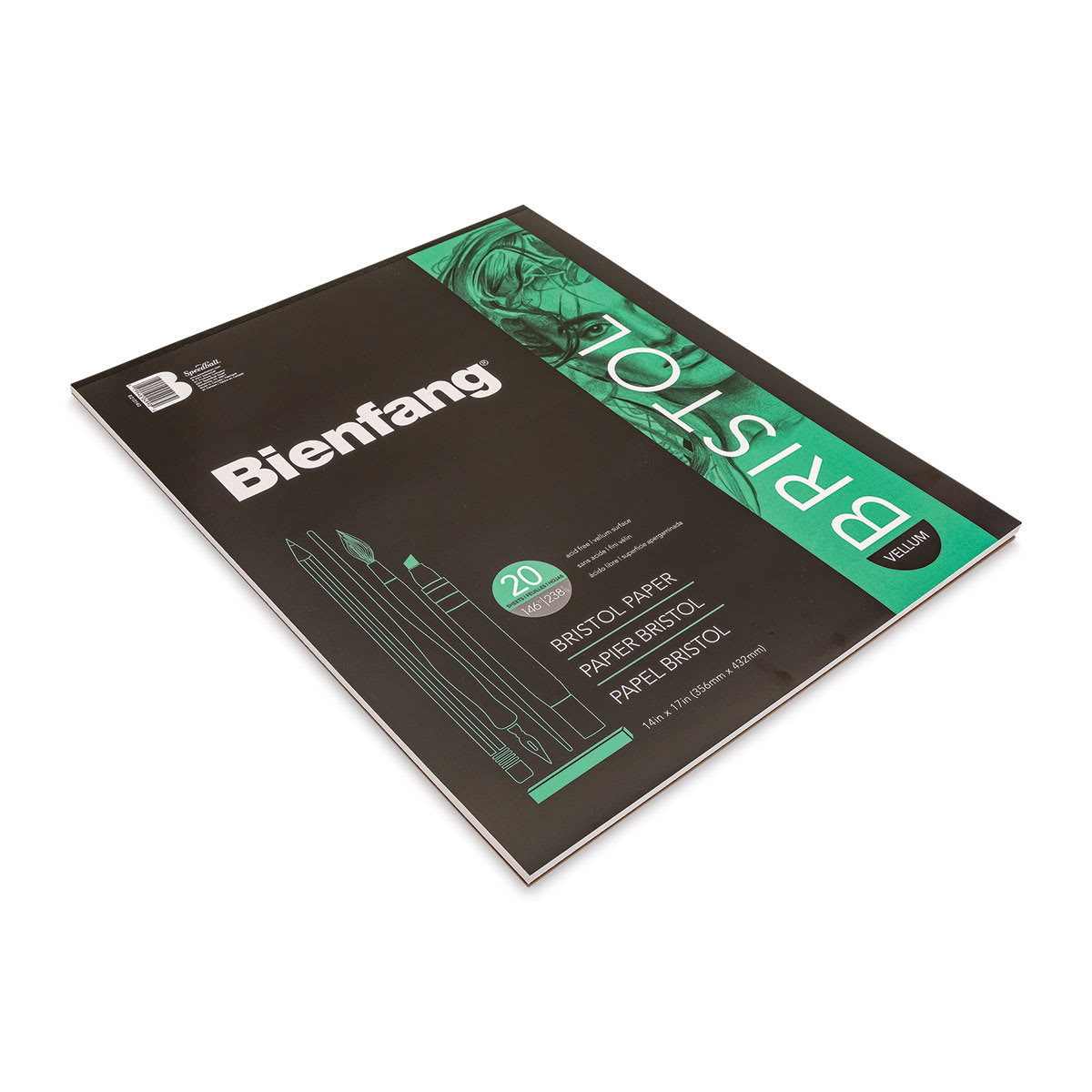 Bienfang Bristol Pad - 14" x 17", Vellum, 20 Sheets, laid flat