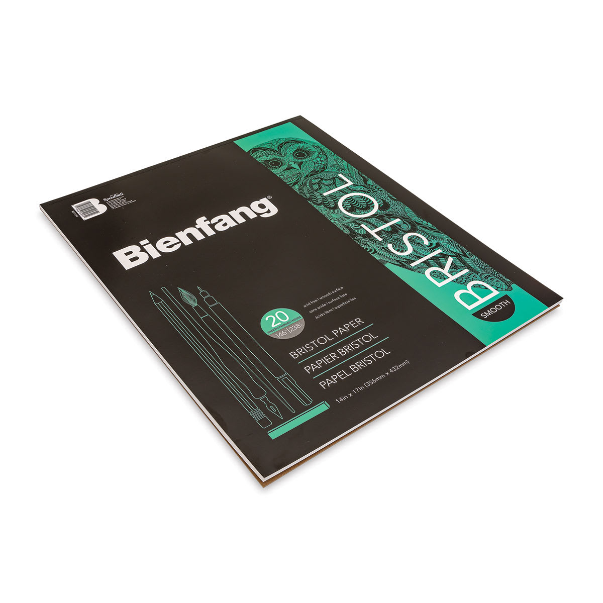 Bienfang Bristol Pad - 14" x 17", Smooth, 20 Sheets, laid flat