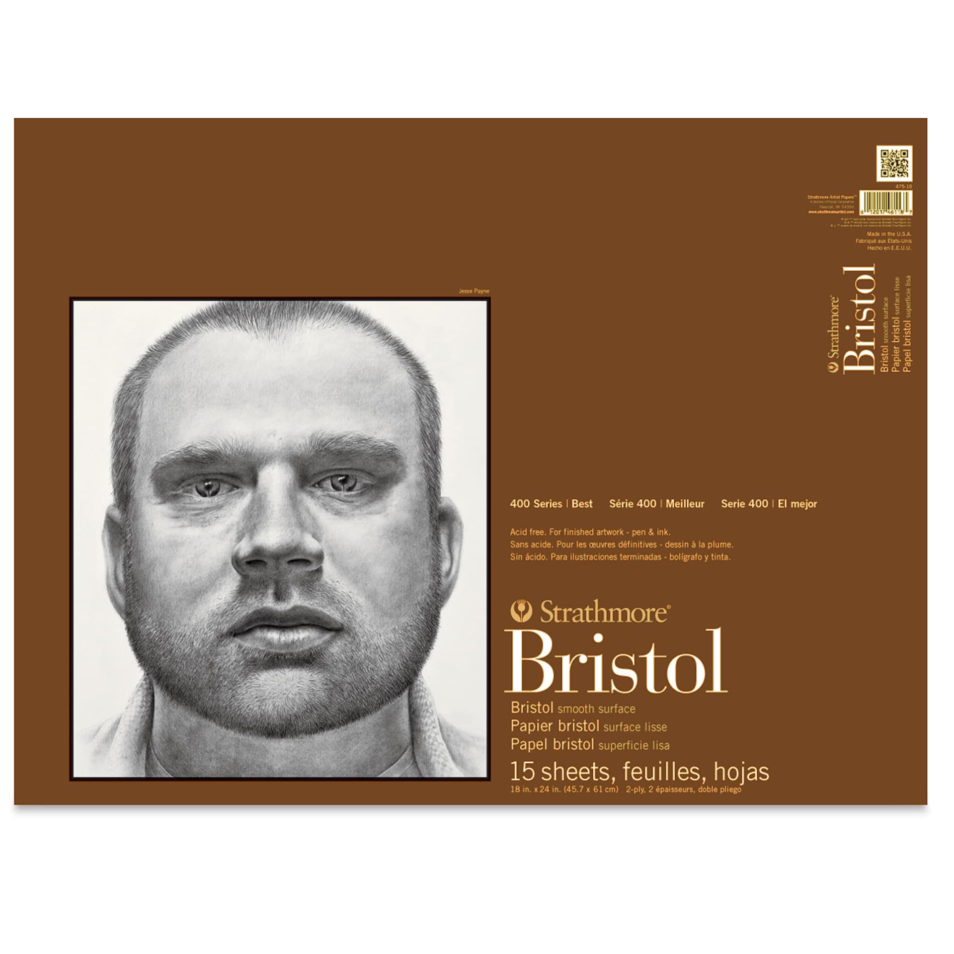 Strathmore Bristol Pad - 18" x 24", Smooth, front of the pad