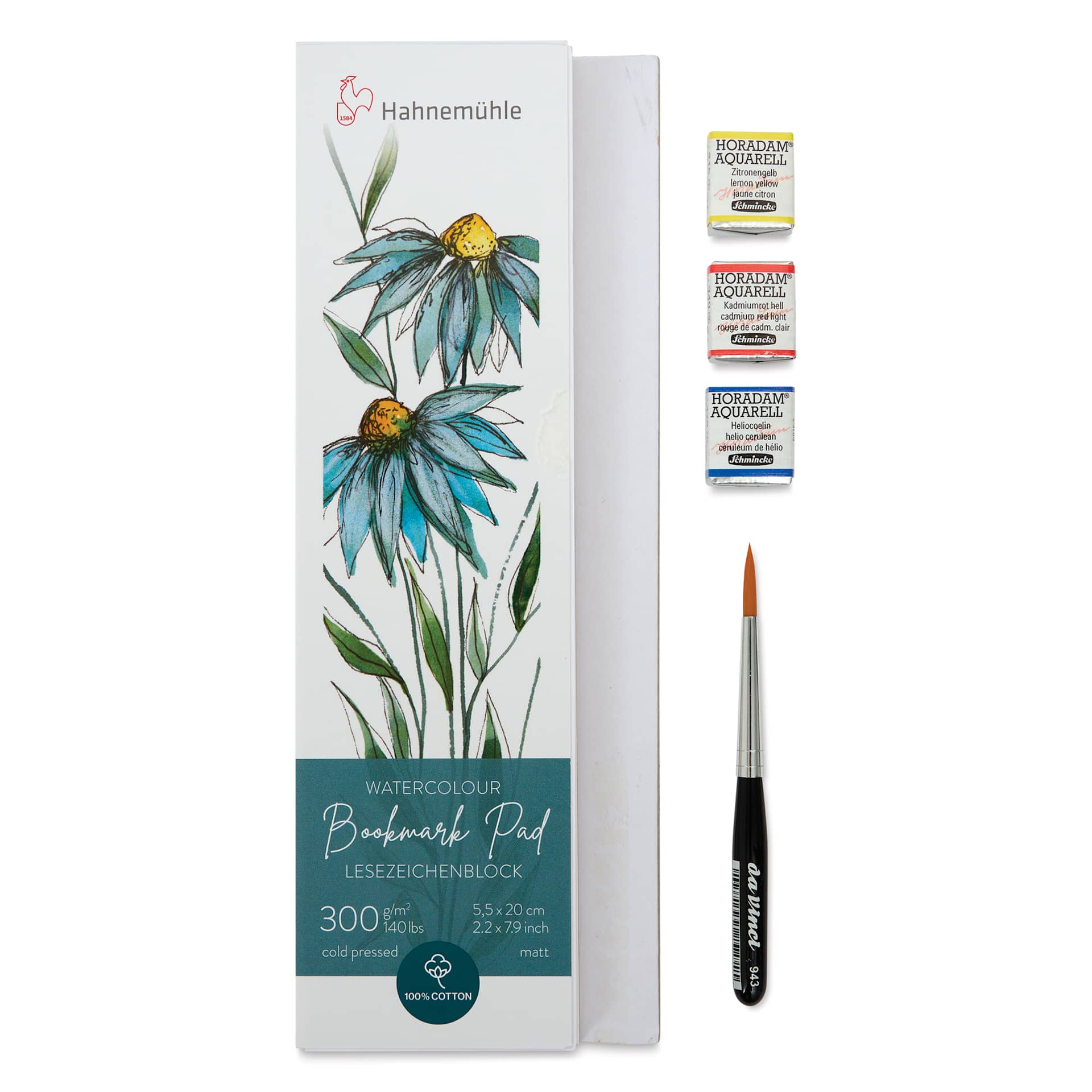 Hahnemühle Watercolor Bookmark Painting Set of 5, contents laid out