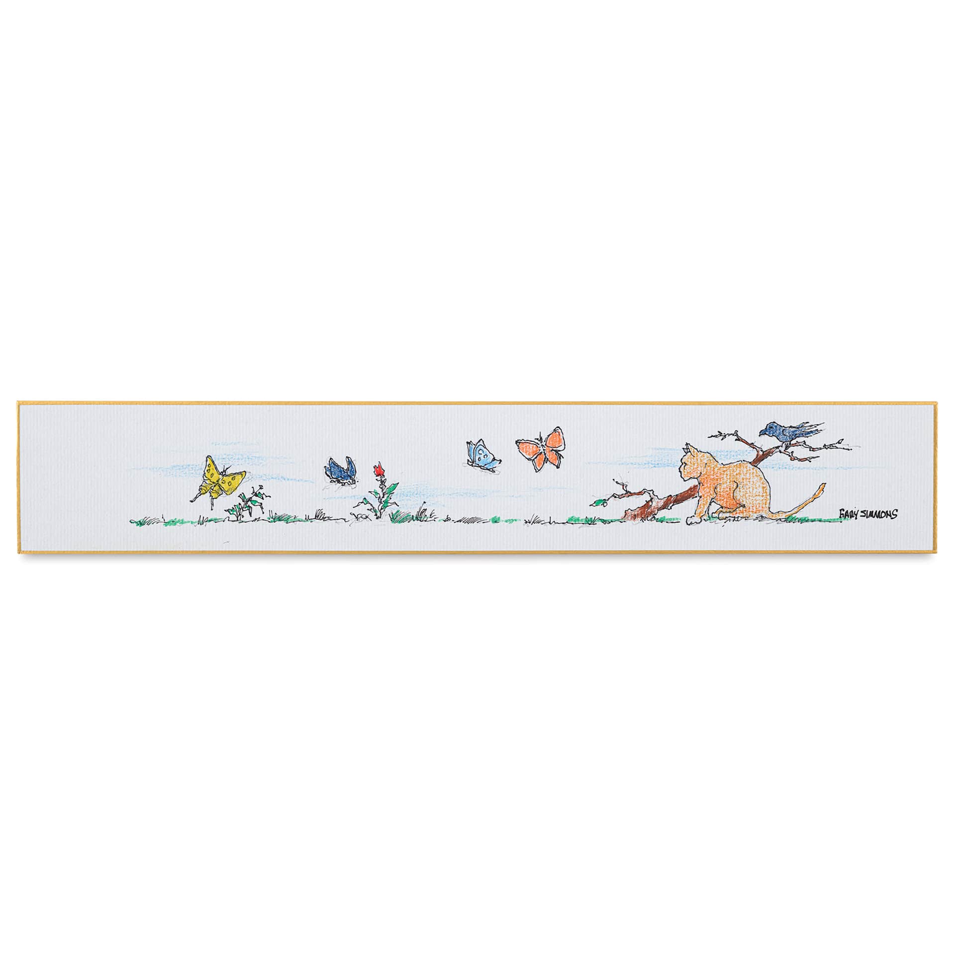 Aitoh Gasen Paper Shikishi Boards - 2-1/5" x 12-1/4", Pkg of 3, finished artwork courtesy of Gary Simmons