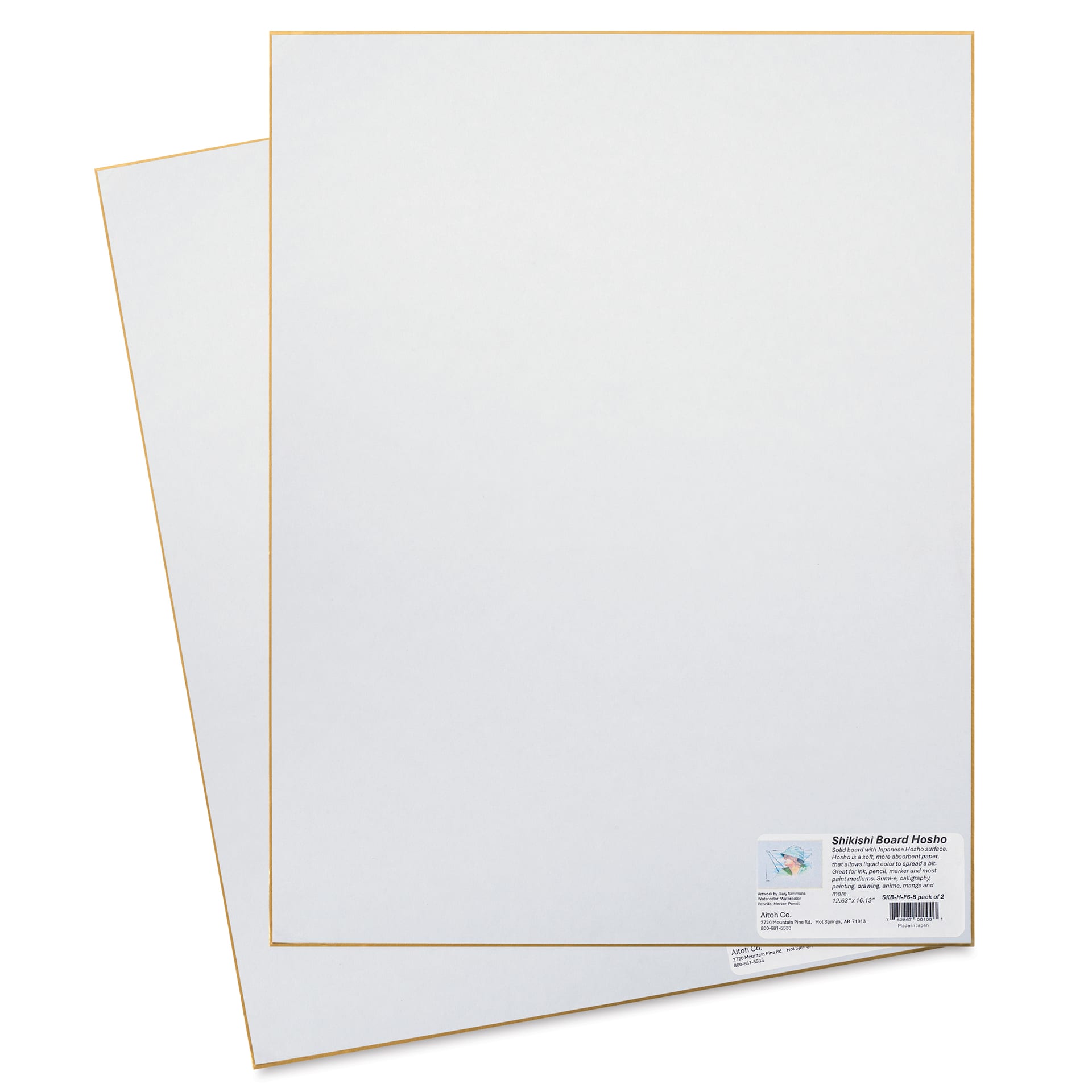 Aitoh Hosho Paper Shikishi Boards - 12-3/5" x 16-1/10", Pkg of 2, packaging label