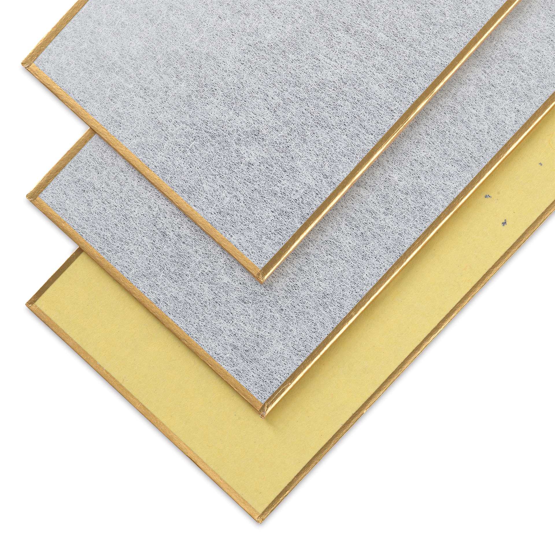 Aitoh Silver Paper Shikishi Boards - 2-1/5" x 14-1/4", Pkg of 3, front and back of boards