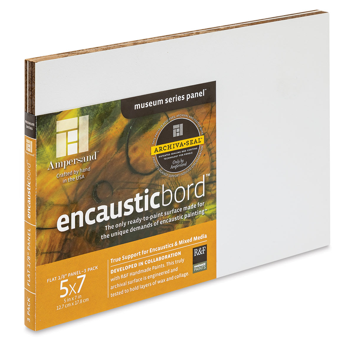 Ampersand Encausticbord Pack - 5" x 7" x 1/8", Flat, Pkg of 3 side view