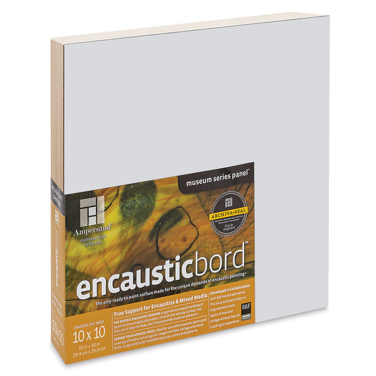 Ampersand Encausticbord - 10" x 10" x 1-1/2", Cradled
