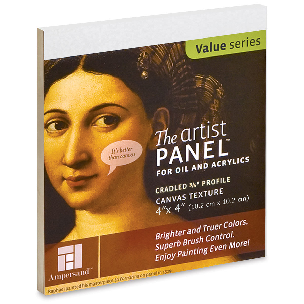 Ampersand Value Series Artist Panel - Textured, 4" x 4", 3/4" Cradle