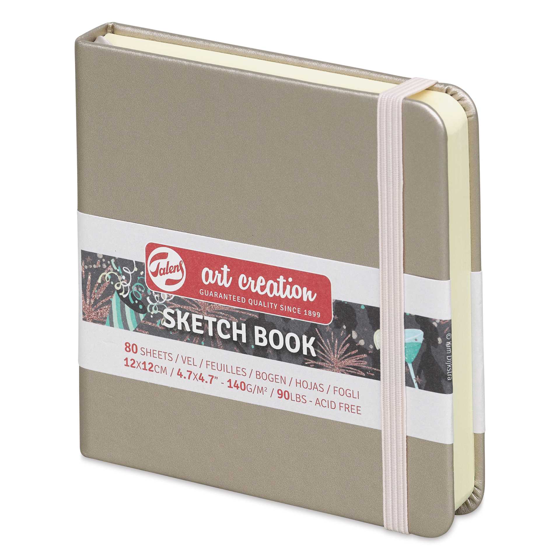 Talens Art Creations Sketchbook - Metallic Pink Champagne, 4.7" x 4.7" (side view)