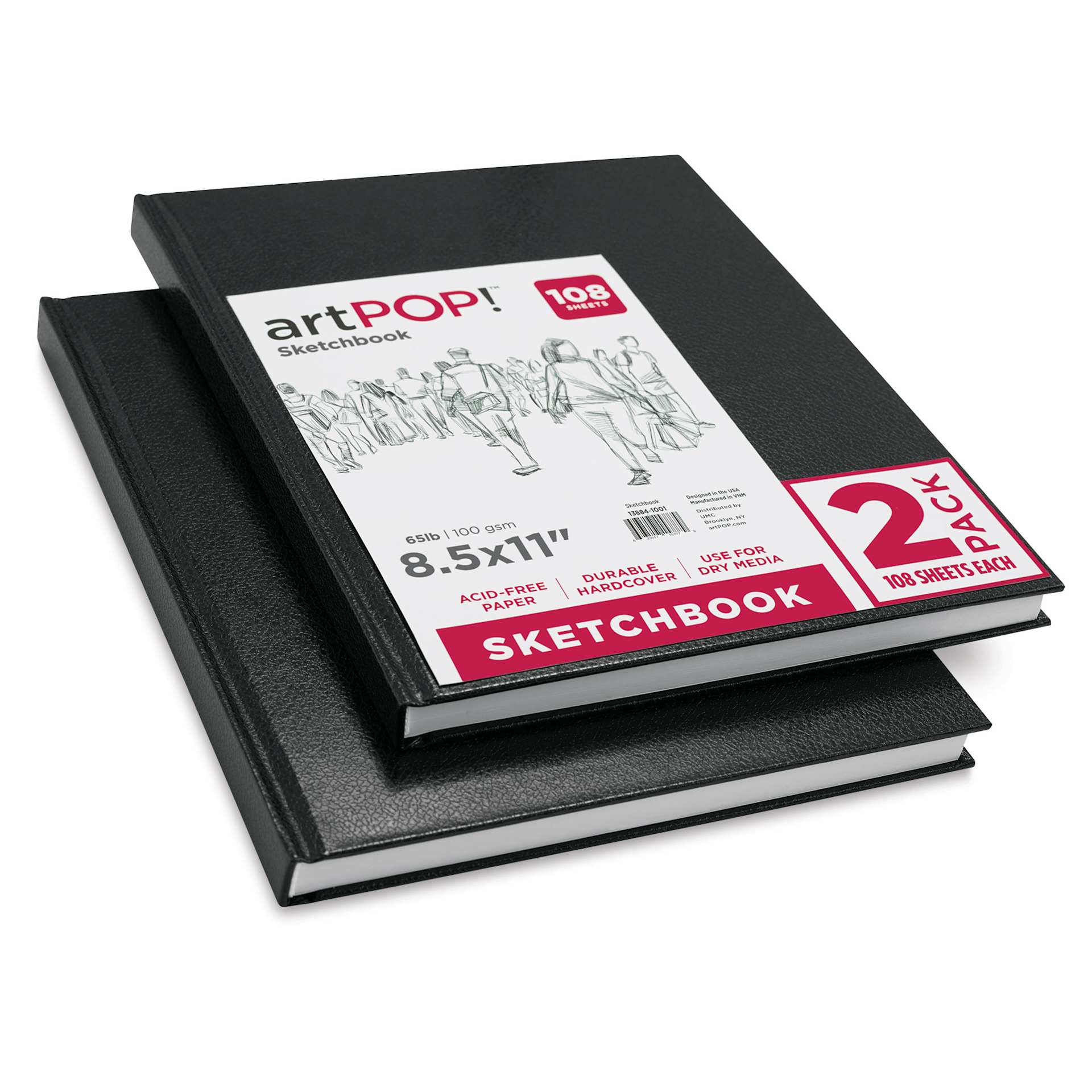artPOP! Hardbound Sketchbooks - 8-1/2" x 11", Pkg of 2 (sketchbooks on top of each other)