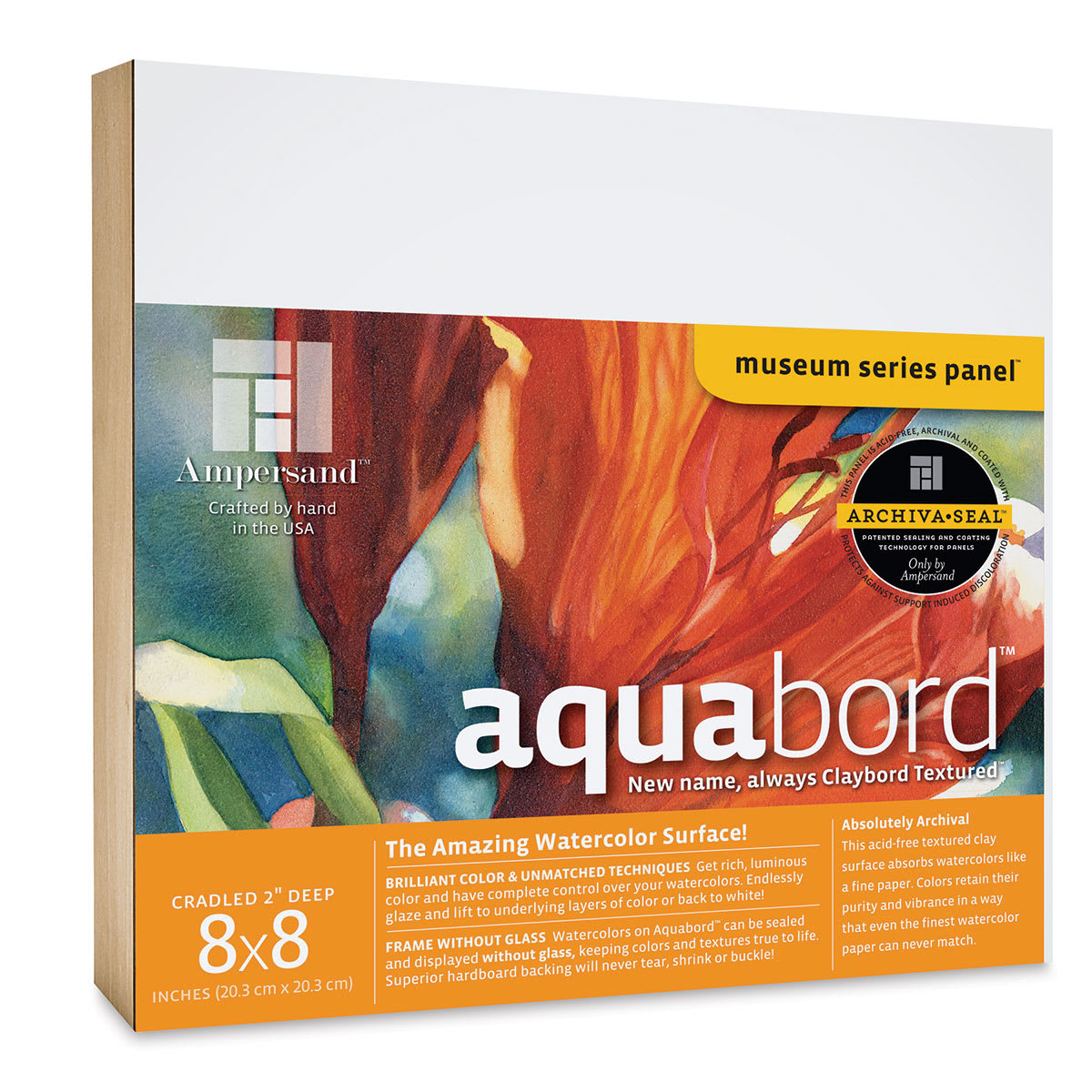 Ampersand Aquabord Panel - 8" x 8", 2" Deep Cradled