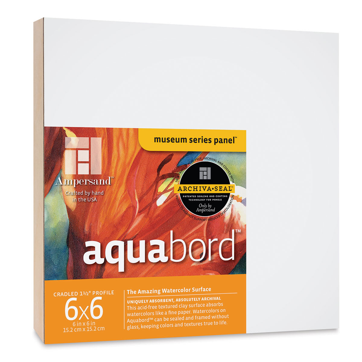 Ampersand Aquabord Panel - 6" x 6", 1-1/2" Cradled