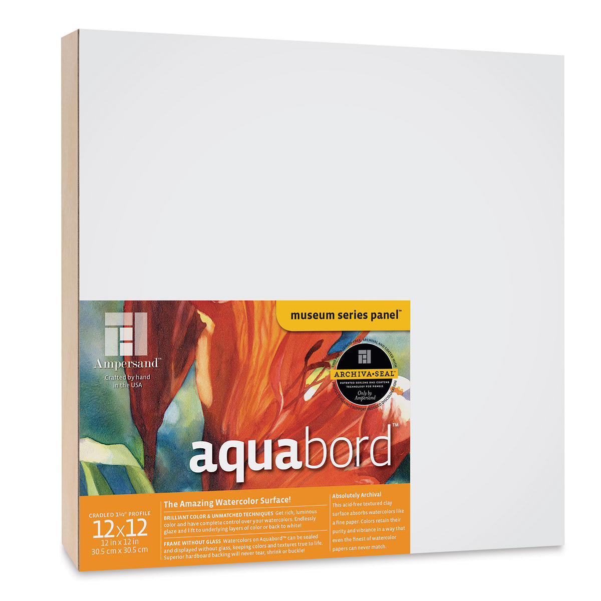 Ampersand Aquabord Panel - 12" x 12", 1-1/2"  Cradled