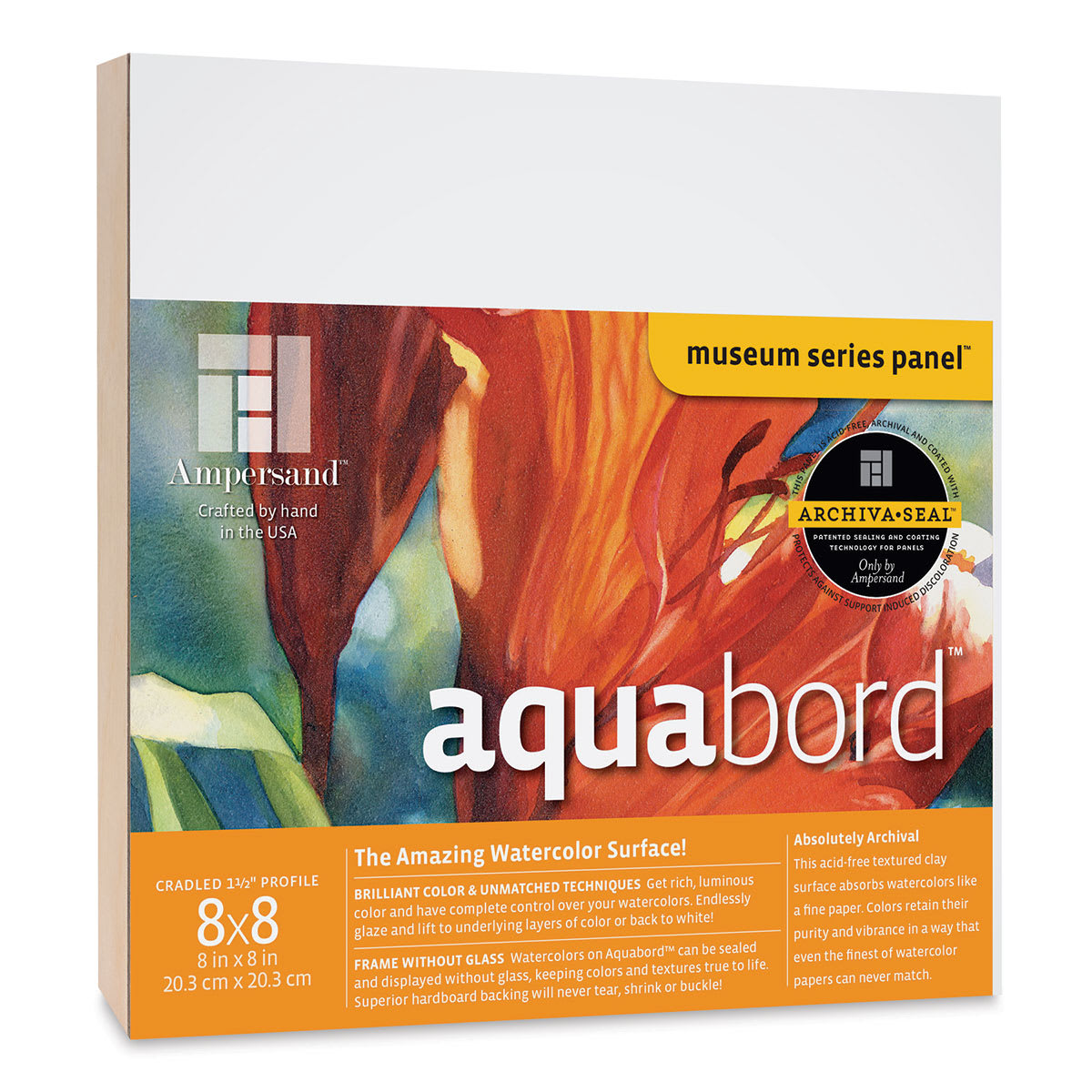 Ampersand Aquabord Panel - 8" x 8", 1-1/2" Cradled