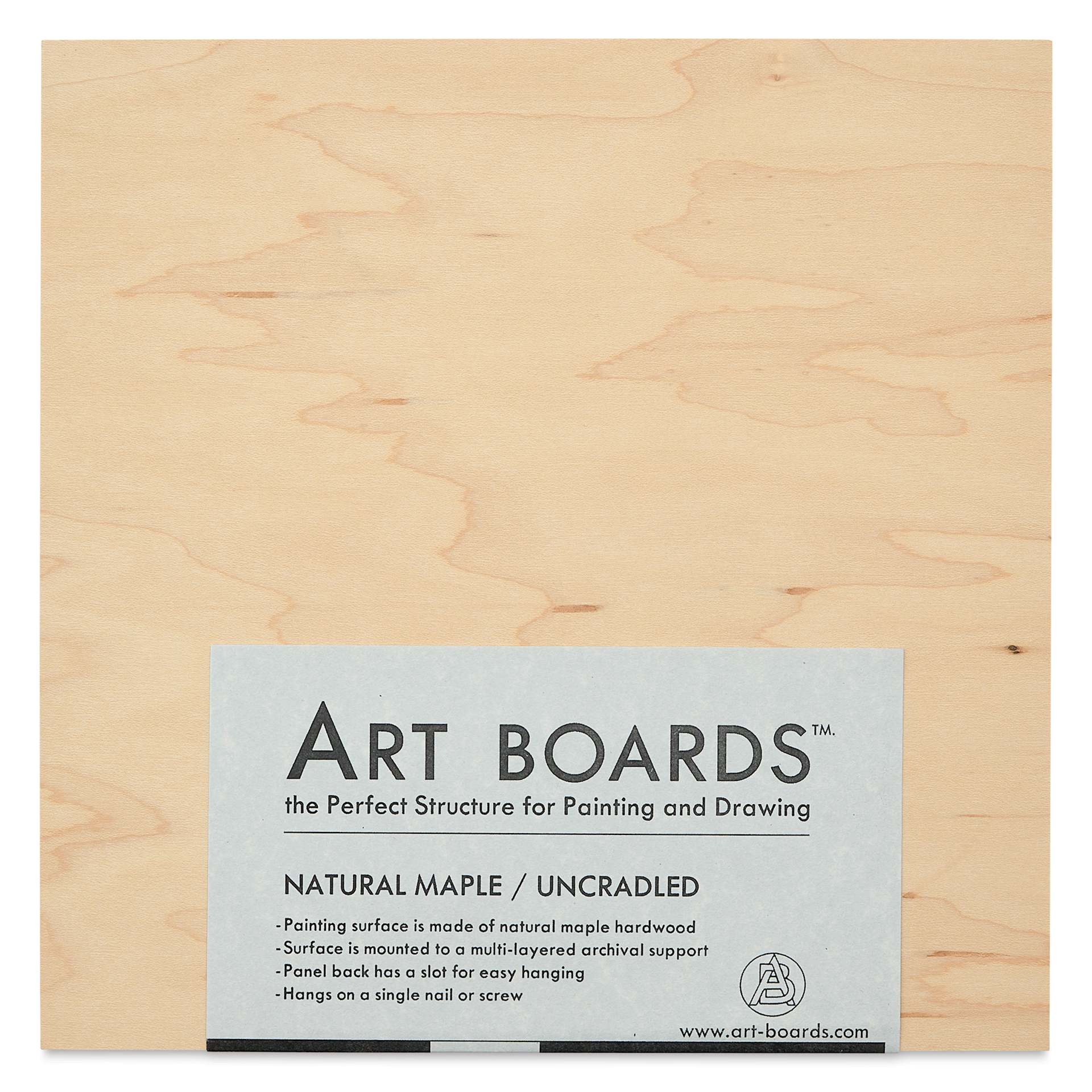Art Boards Natural Maple Panel - 8" x 8", Uncradled - front in packaging