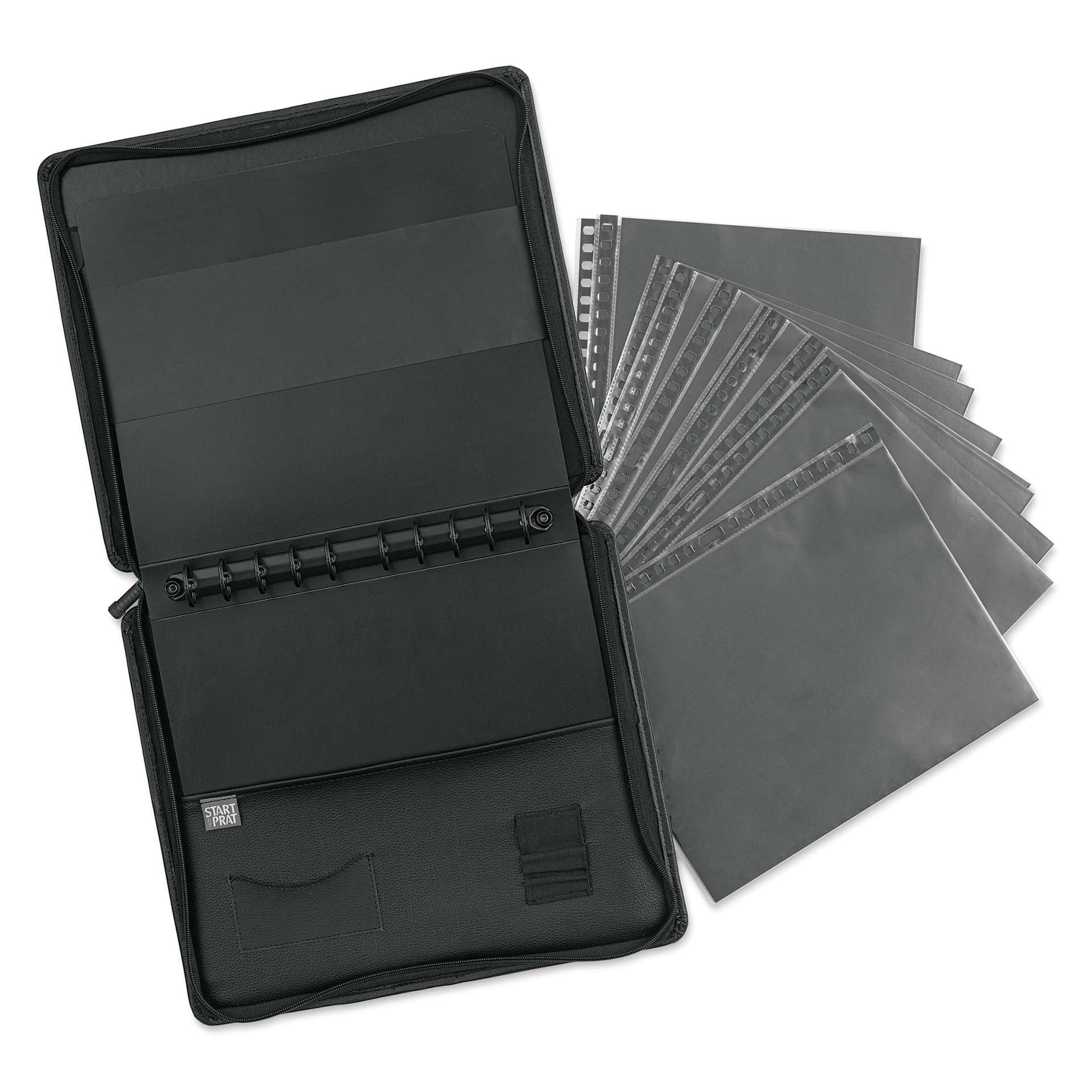 Prat Start 370 Modular Presentation Case - 11" x 8-1/2", open with sheets out of case