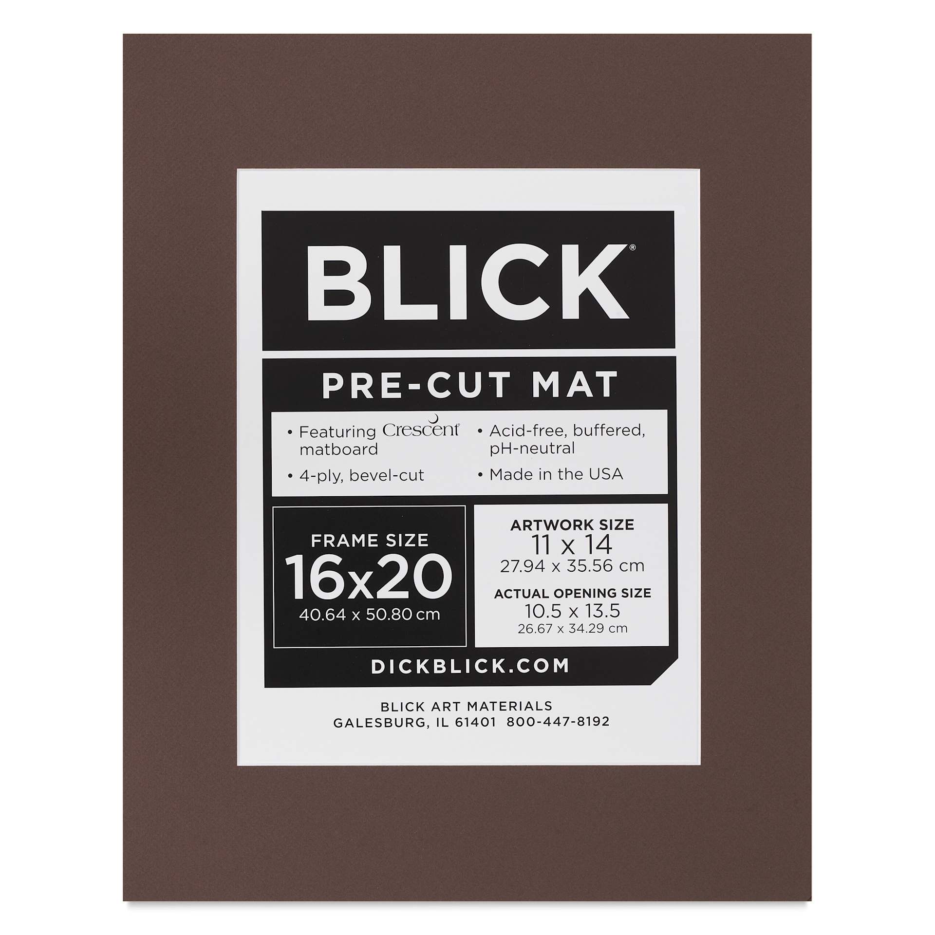 Blick Pre-Cut Mat - Weatherwood, 16" x 20" (10-1/2" x 13-1/2" Opening), packaging