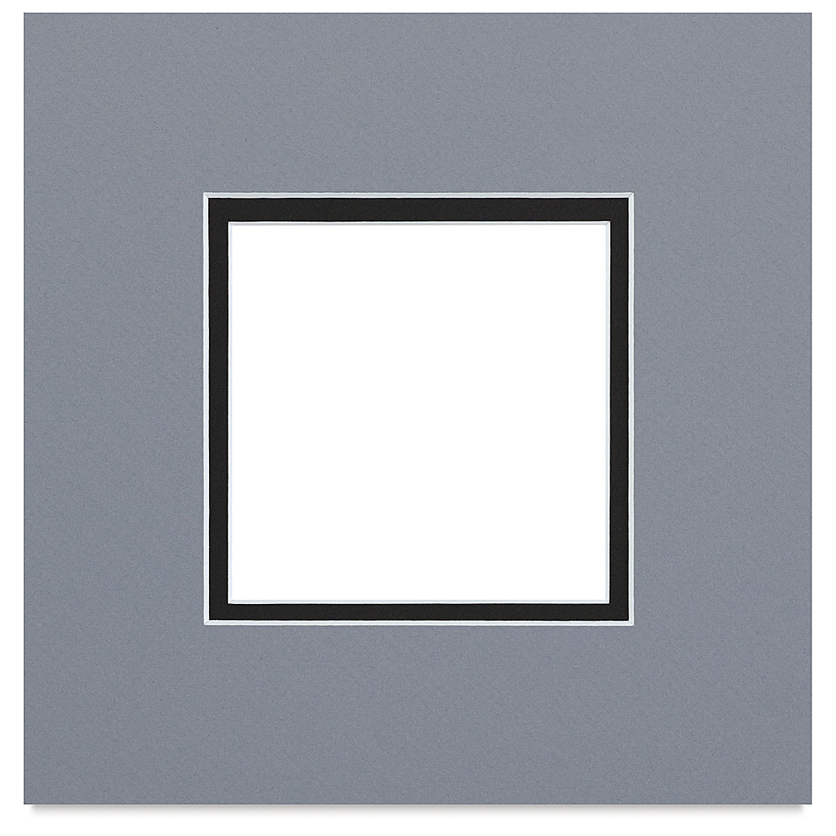 Blick Double Mat - Bar Harbor Gray / Smooth Black, 8" x 8" (3-1/2" x 3-1/2" opening)