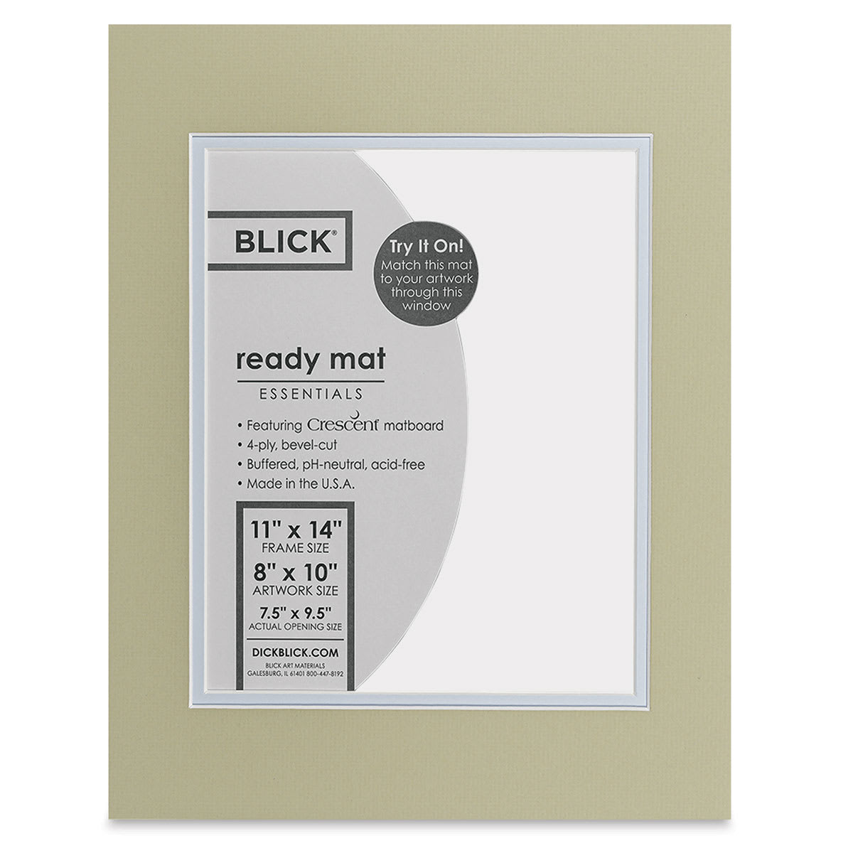 Blick Double Mat - Sauterne / Sheer Blue, 11" x 14" (7-1/2" x 9-1/2" Opening) in package