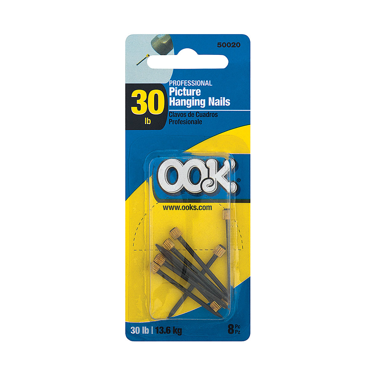 Ook Blue Steel Pro Nails - Front of blister package showing nails
