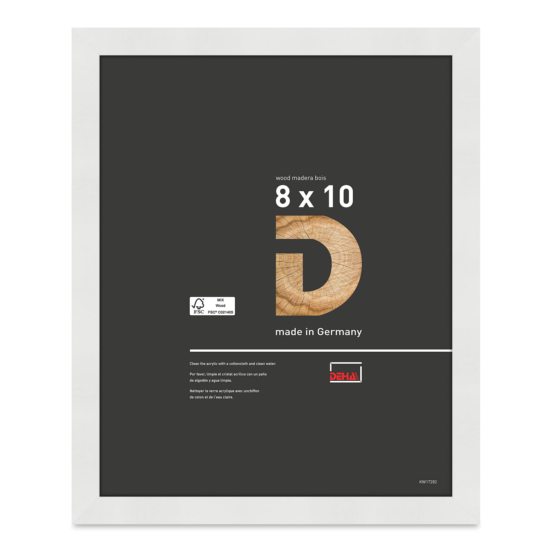 Deha Design Fontana Wood Frame - with Easel Back, White, 8" x 10"
