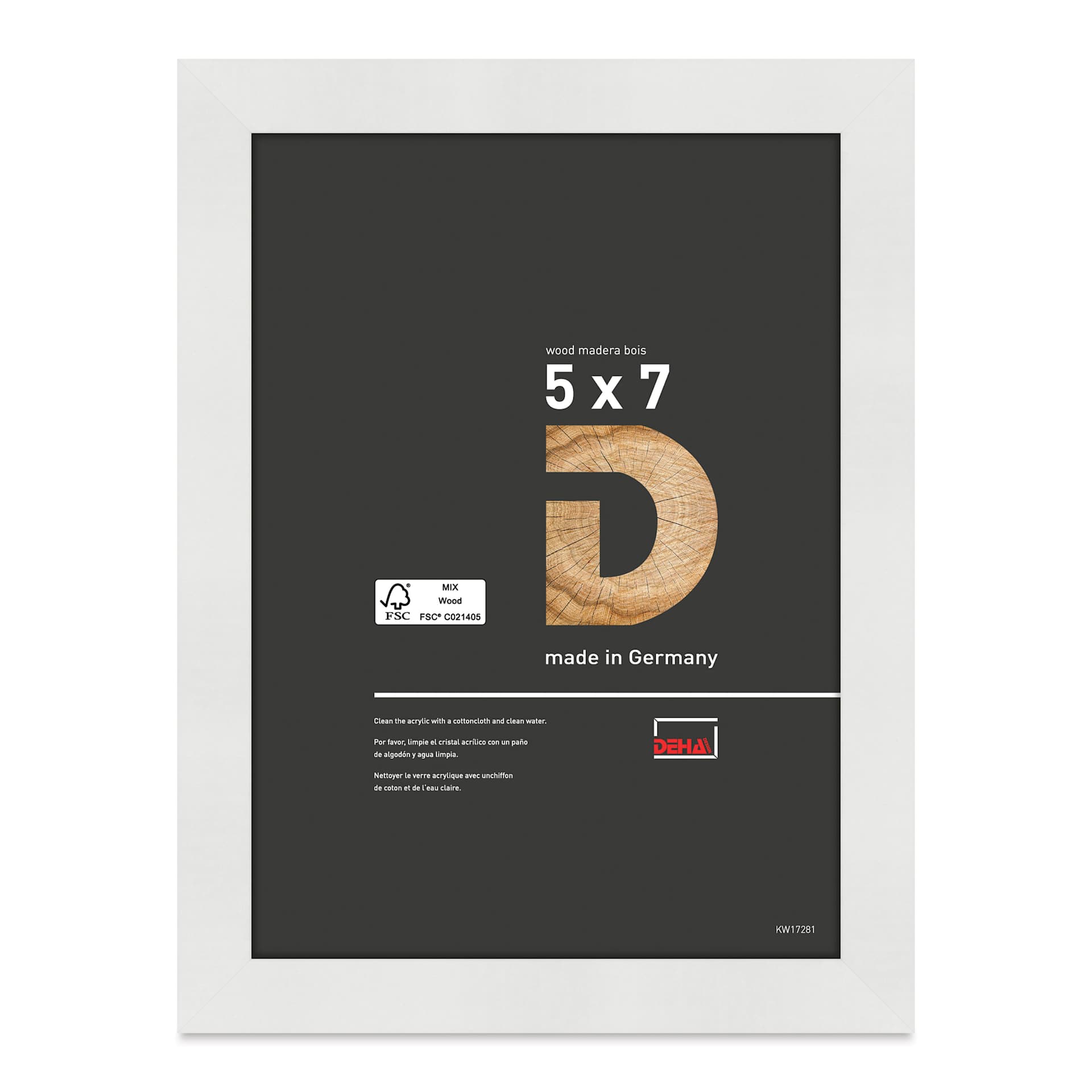Deha Design Fontana Wood Frame - with Easel Back, White, 5" x 7"