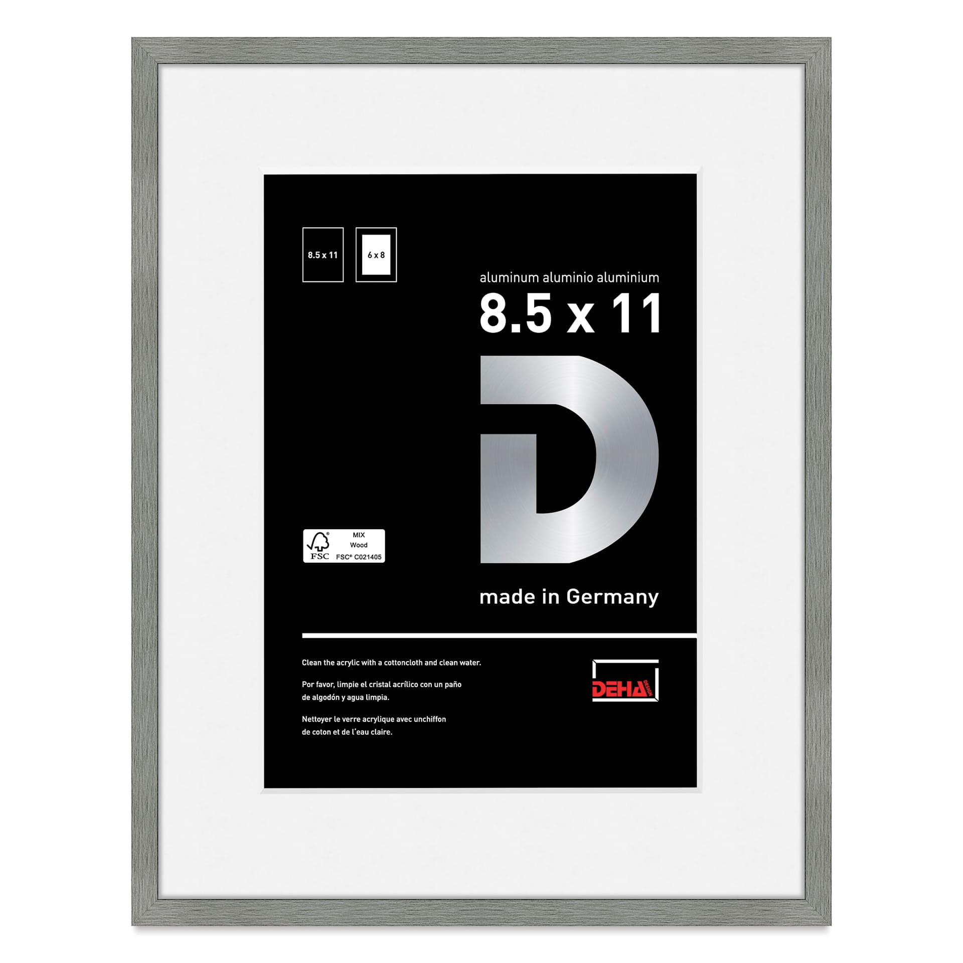 Deha Design Tribeca Frame - Gray, 8-1/2" x 11", 6" x 8" Mat with Easel Back