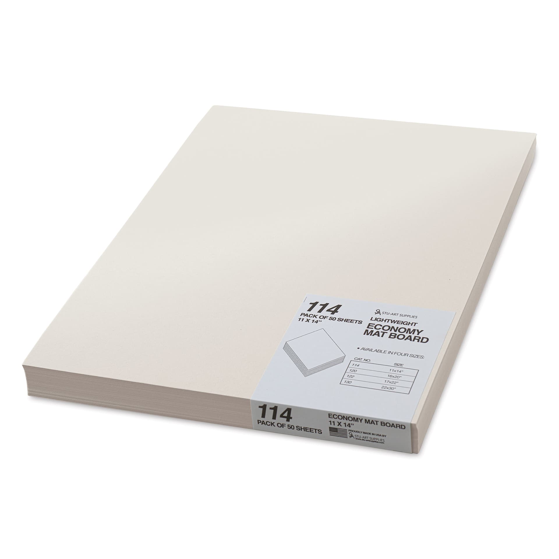 Stu Art Economy Mat Board Pack - 11" x 14", Pkg of 50, in packaging
