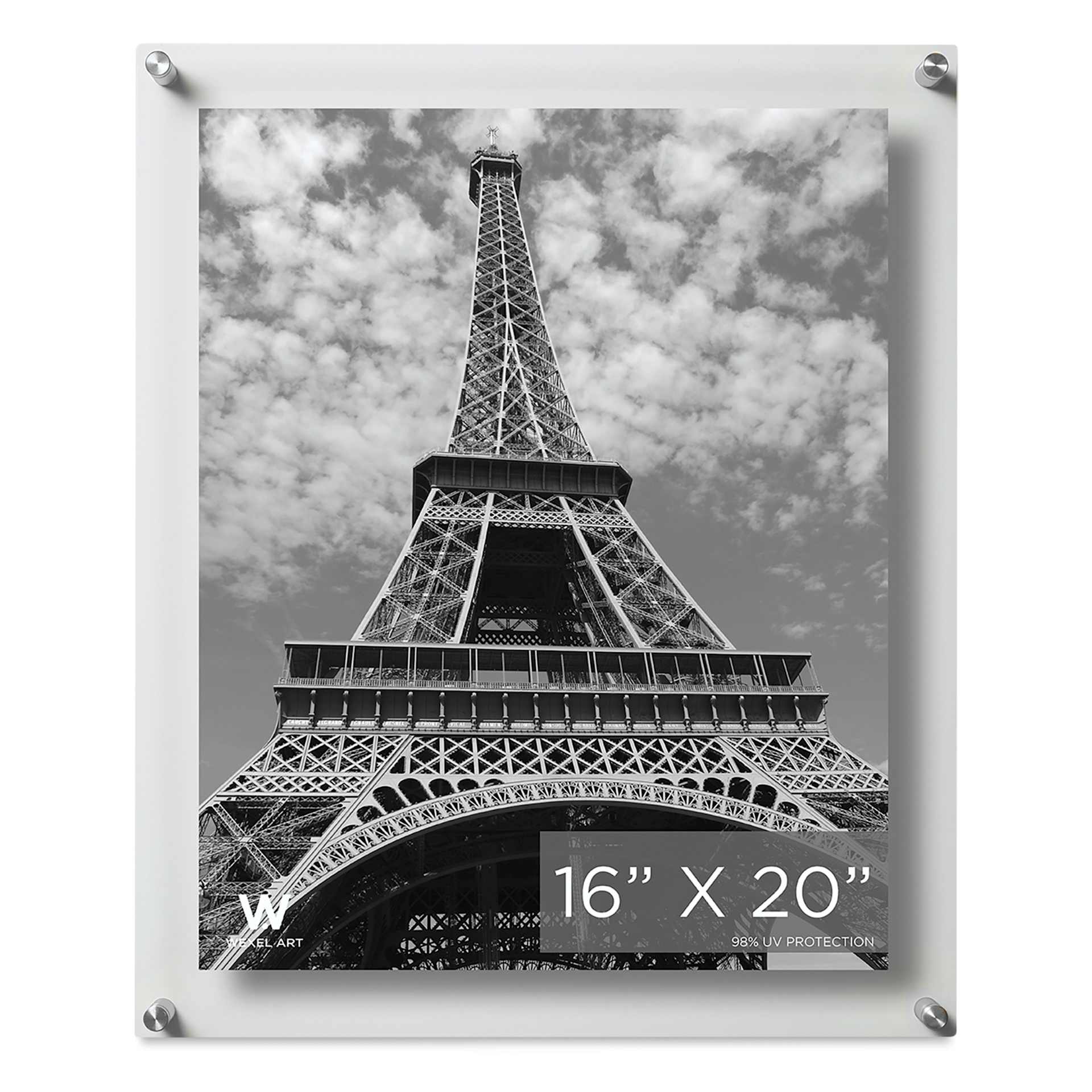 Wexel Art Double Panel Acrylic Display Frame - 19" x 23", Silver Hardware, front