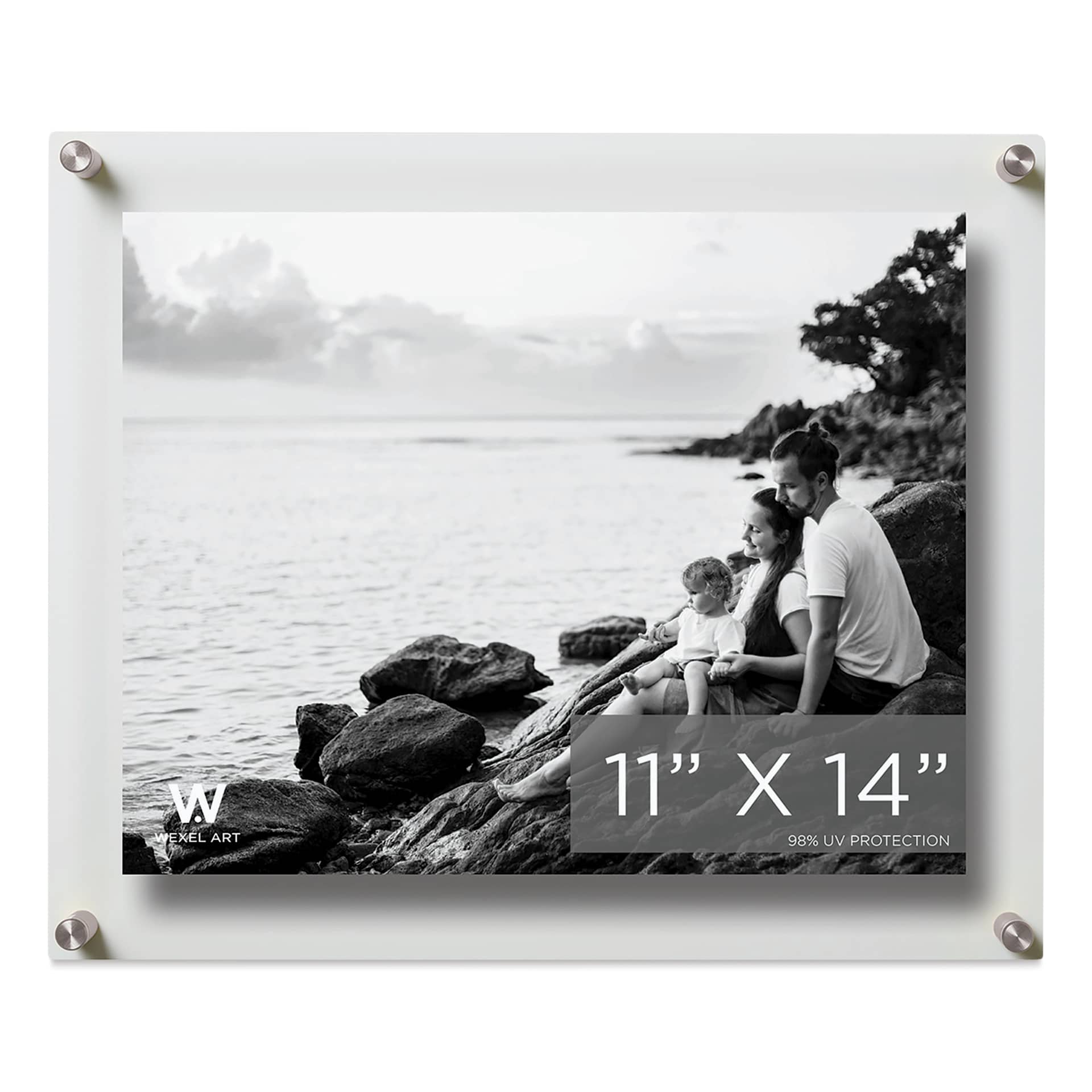 Wexel Art Double Panel Acrylic Display Frame - 15" x 18", Silver Hardware, front