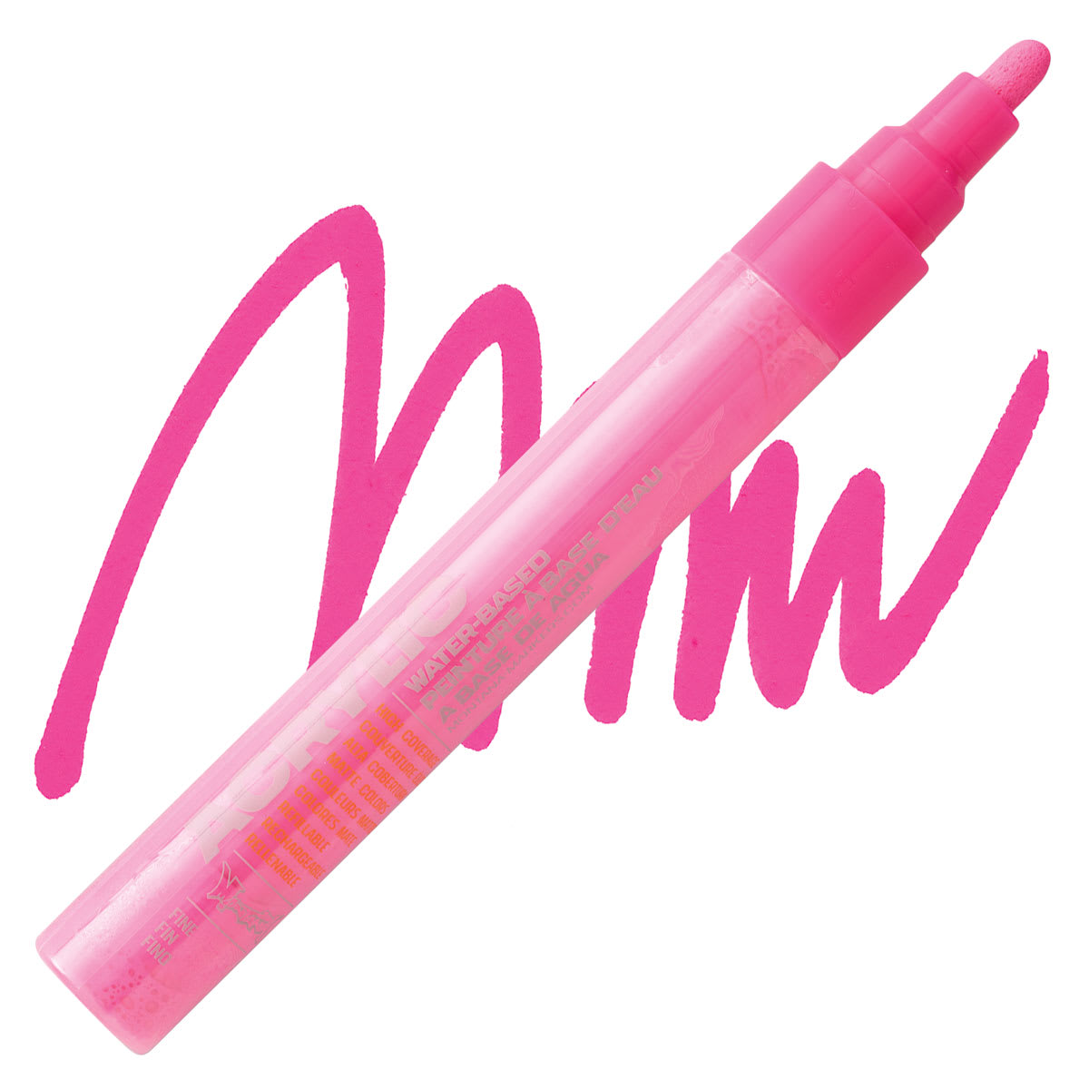 Montana Acrylic Marker - 2 mm Tip, Gleaming Pink marker and swatch