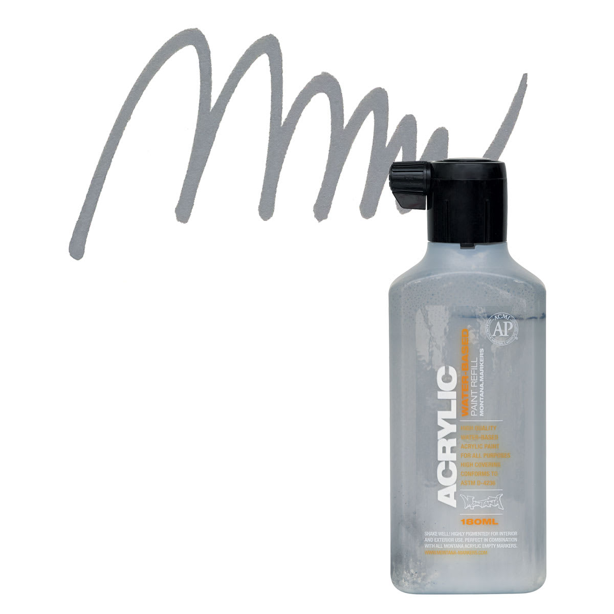 Montana Acrylic Marker Refill - 180 ml, Iron Curtain, Refill and swatch