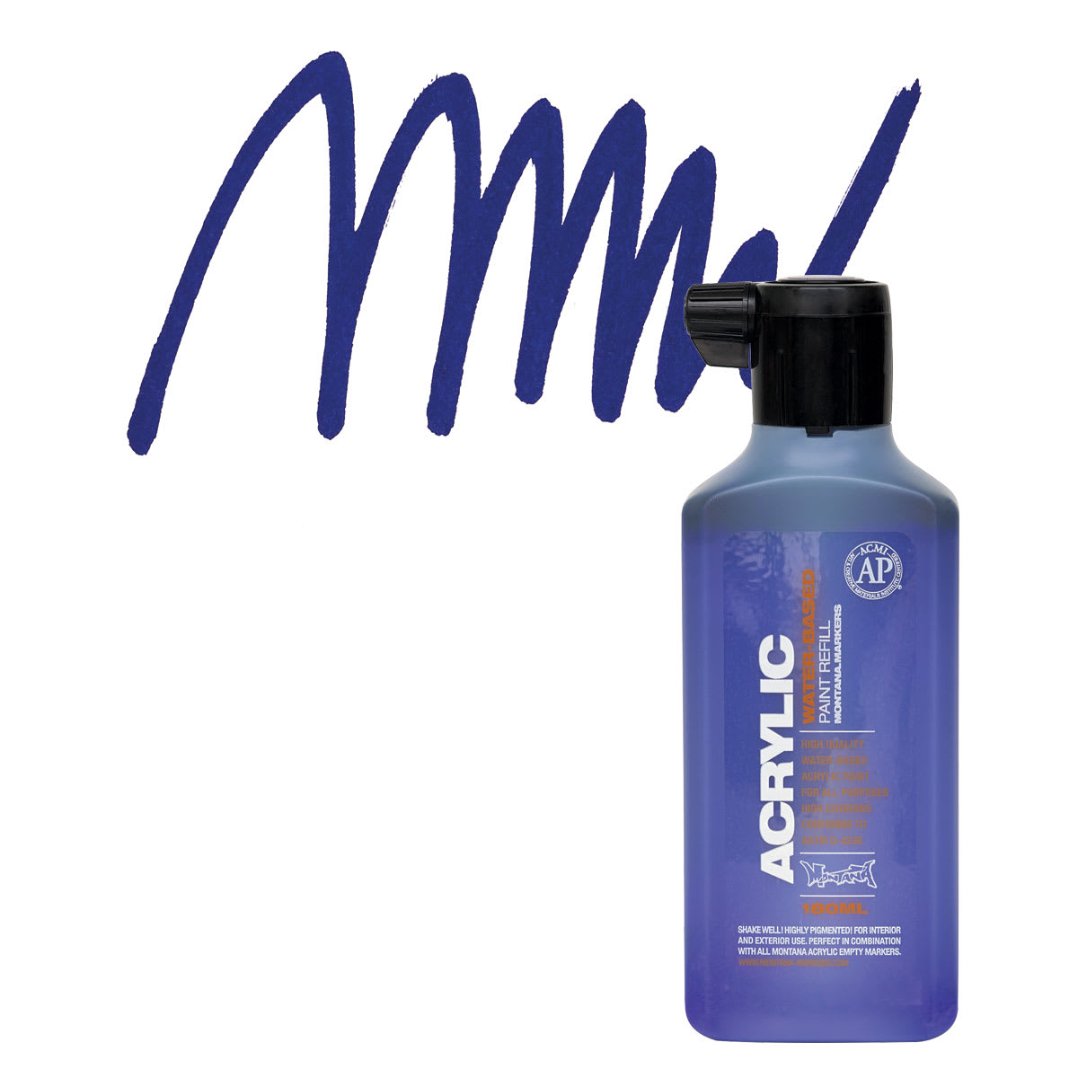 Montana Acrylic Marker Refill - 180 ml, Shock Lilac, Refill and swatch
