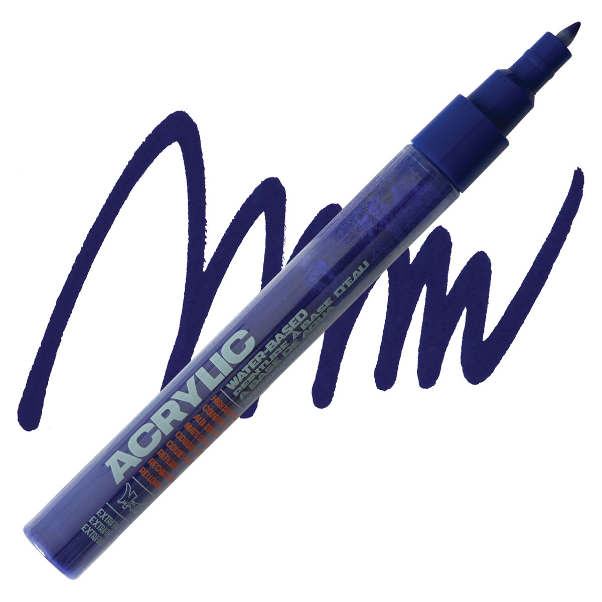 Montana Acrylic Marker - 0.7 mm Tip, Shock Blue Dark marker and swatch