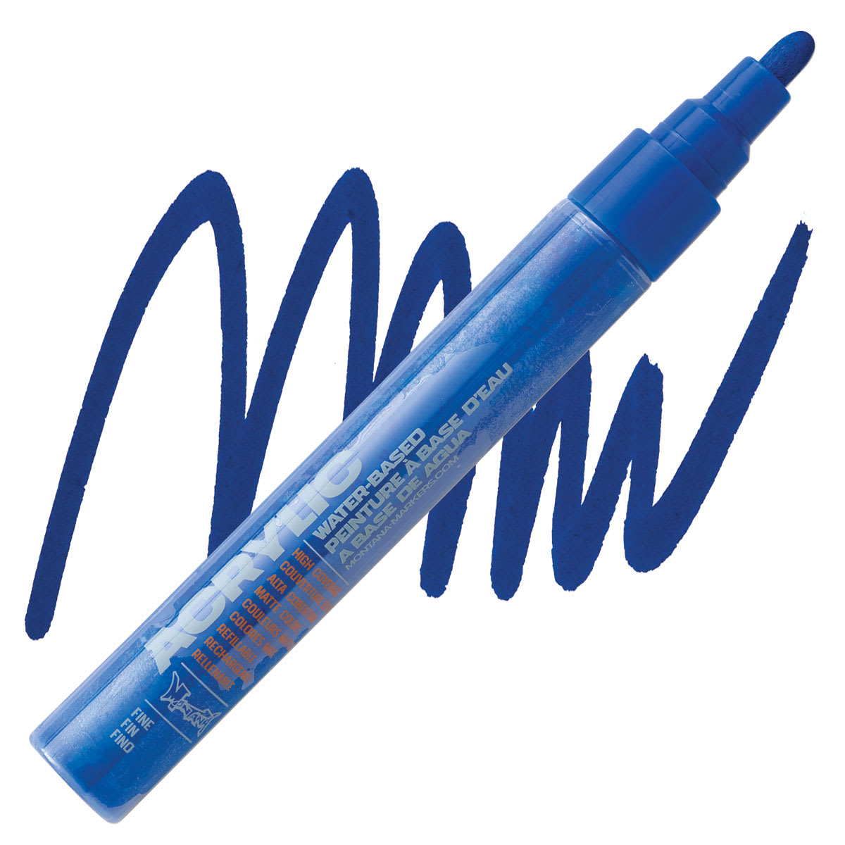 Montana Acrylic Marker - 2 mm Tip, Shock Blue marker and swatch