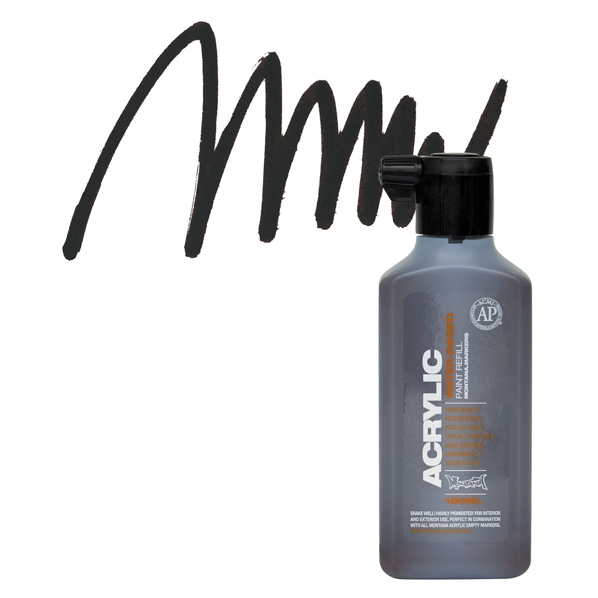 Montana Acrylic Marker Refill - 180 ml, Shock Brown Dark, Refill and swatch