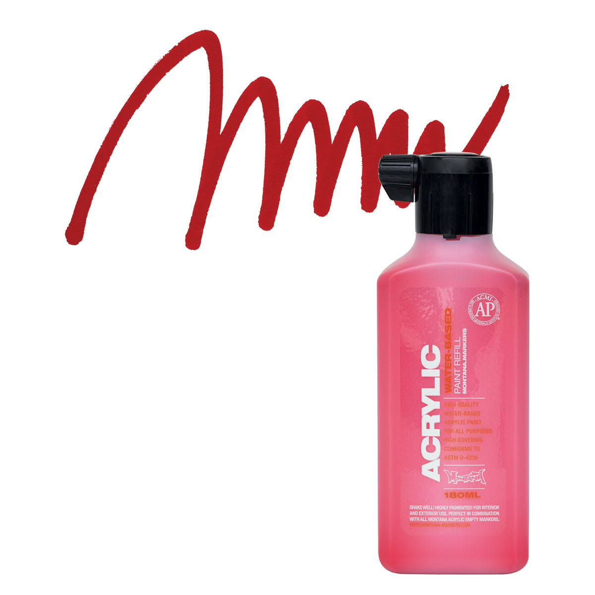 Montana Acrylic Marker Refill - 180 ml, Shock KENT Blood Red, Refill and swatch