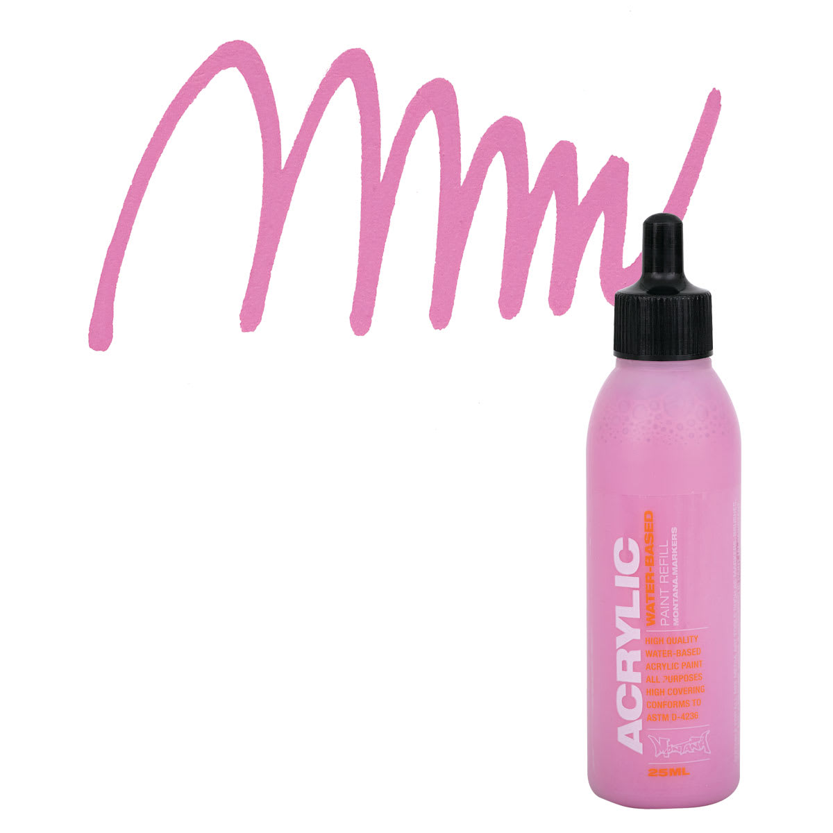 Montana Acrylic Marker Refill - 25 ml , Shock Pink Light, Refill and swatch