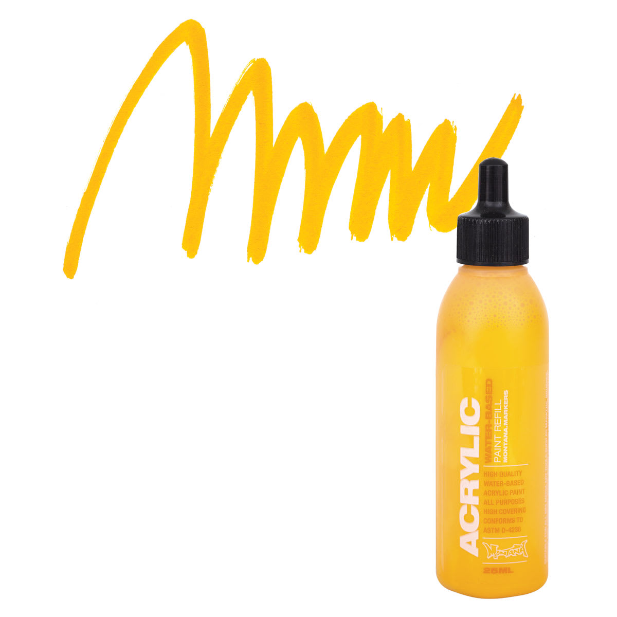 Montana Acrylic Marker Refill - 25 ml , Shock Yellow, Refill and swatch