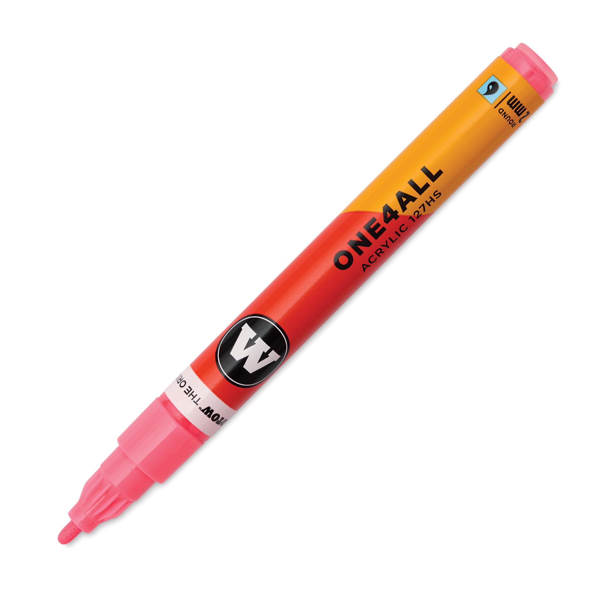 Molotow One4All Acrylic Marker - 2 mm Tip, Neon Red Flowers, Bullet Tip, cap off
